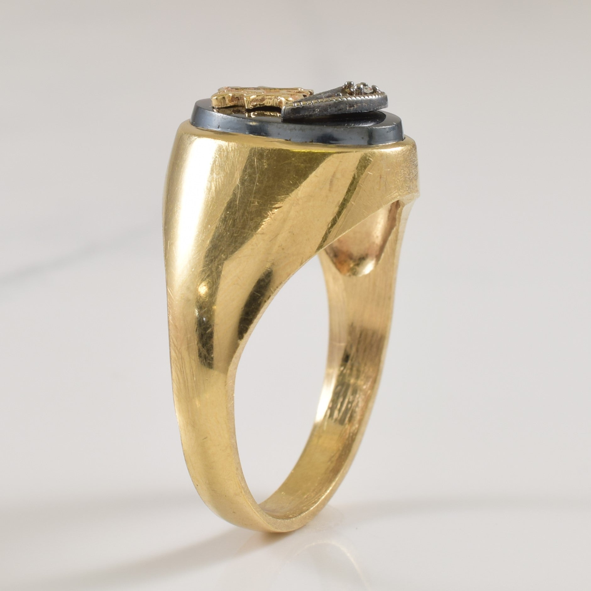 A' Initialed Hematite & Diamond Ring | 6.00ct, 0.01ct | SZ 8.25 |