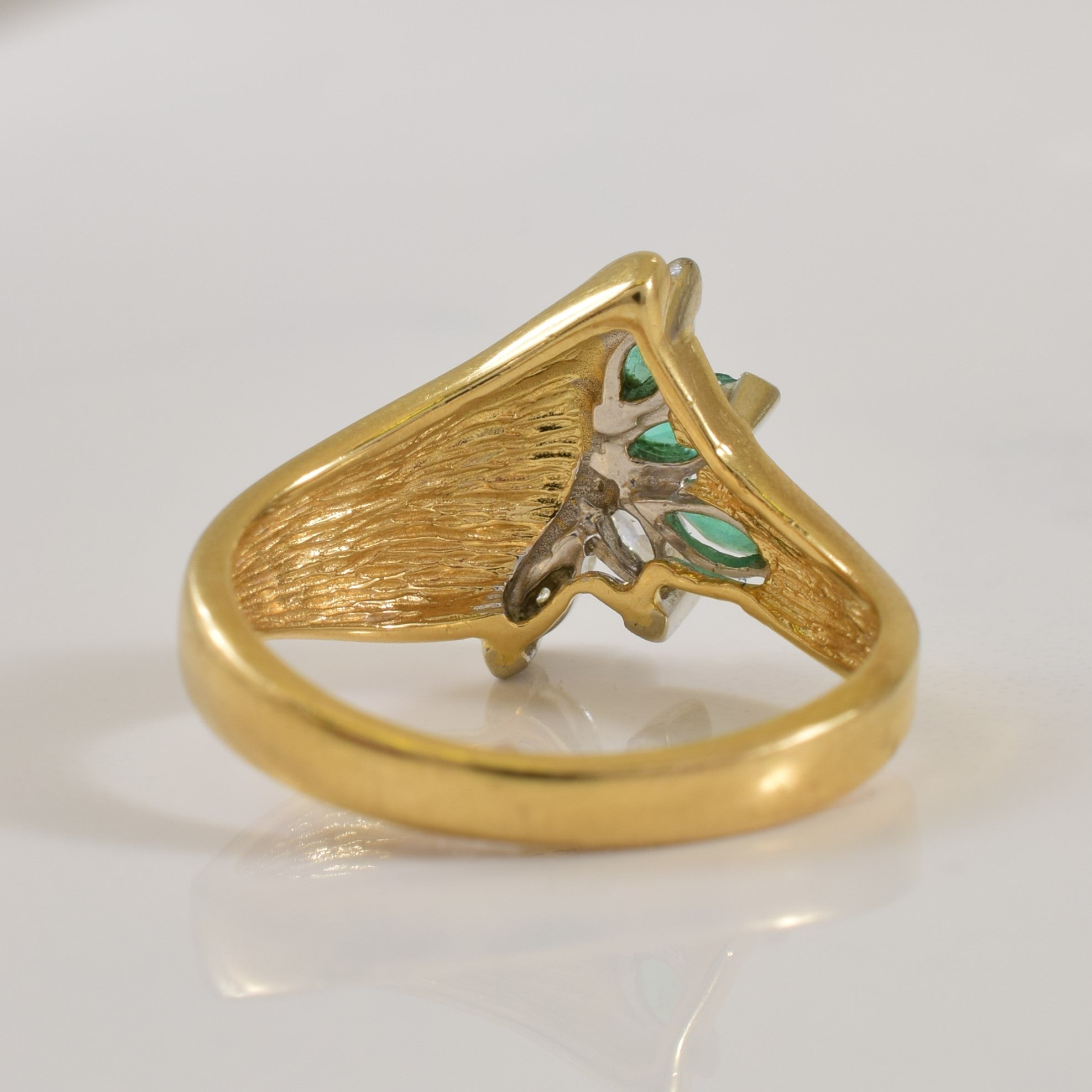 Marquise Emerald & Diamond Ring | 0.12ctw, 012ctw | SZ 5.25 |