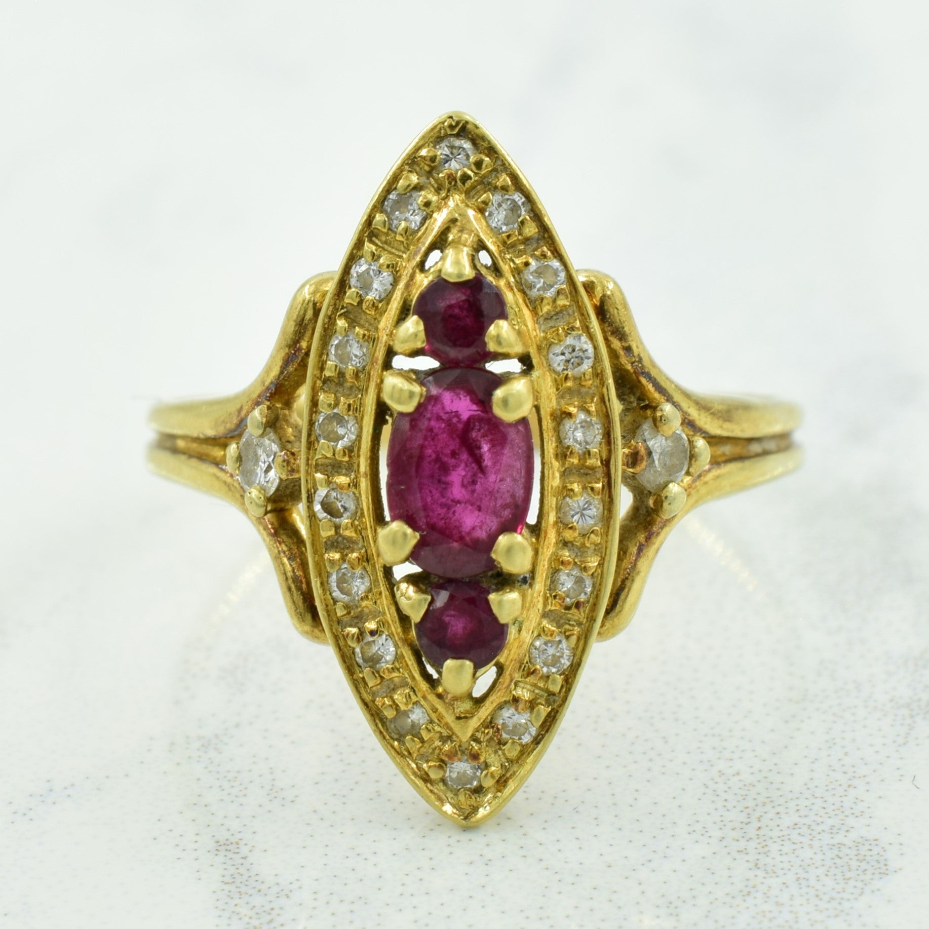 Ruby & Diamond Marquise Cocktail Ring | 0.70ctw, 0.20ctw | SZ 8.25 |