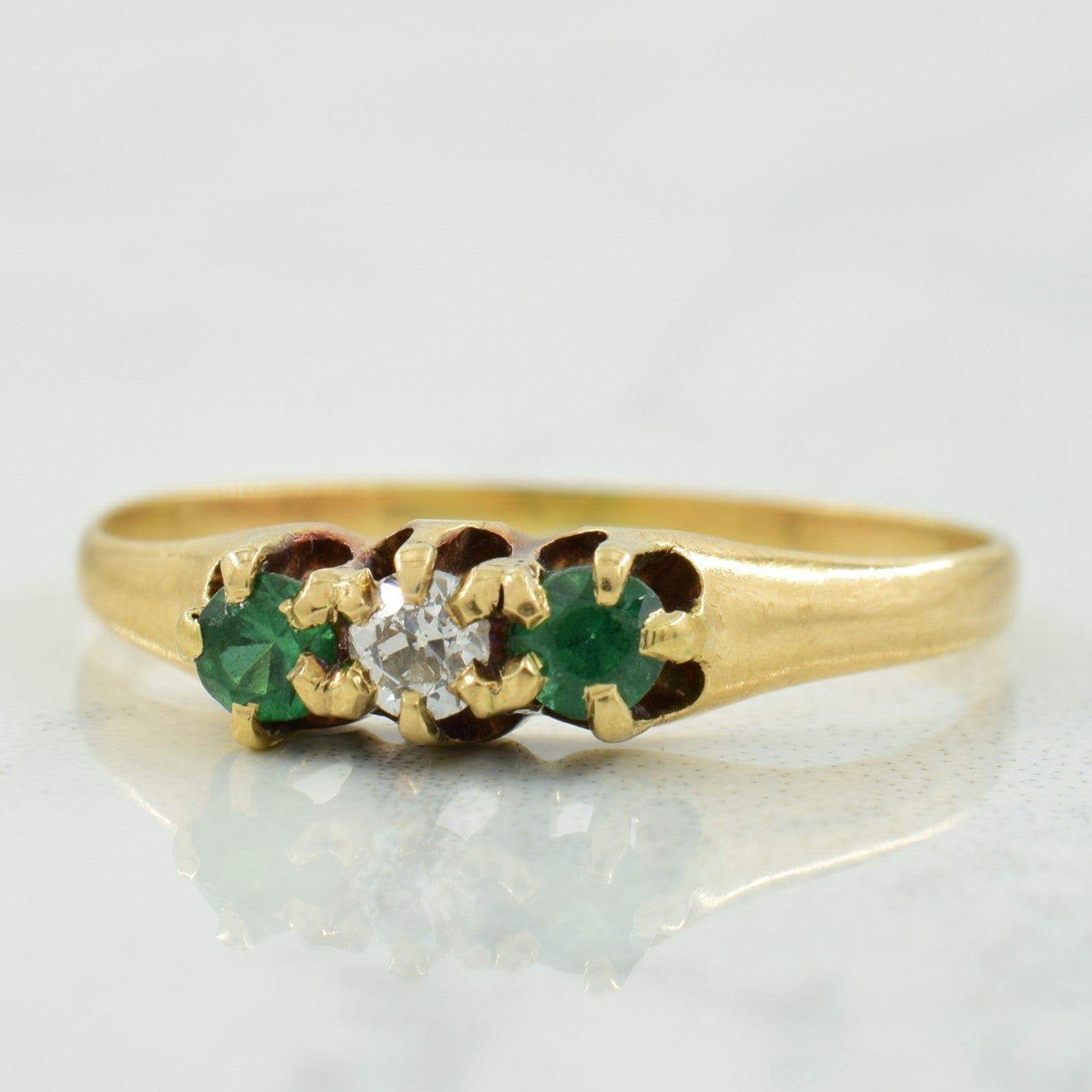Soudé "Emerald" Triplet & Diamond Ring | 0.12ctw, 0.06ct | SZ 7 |