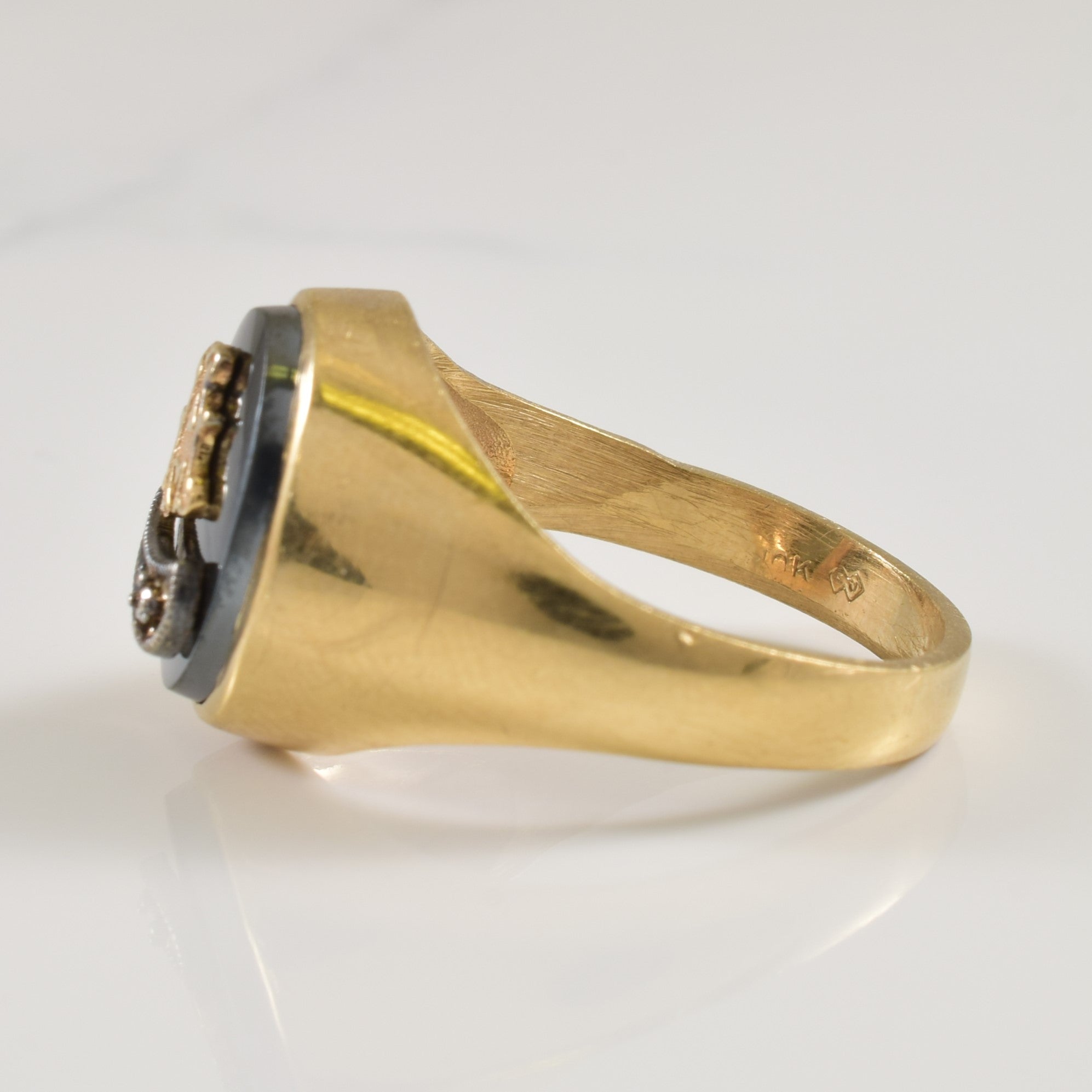 A' Initialed Hematite & Diamond Ring | 6.00ct, 0.01ct | SZ 8.25 |