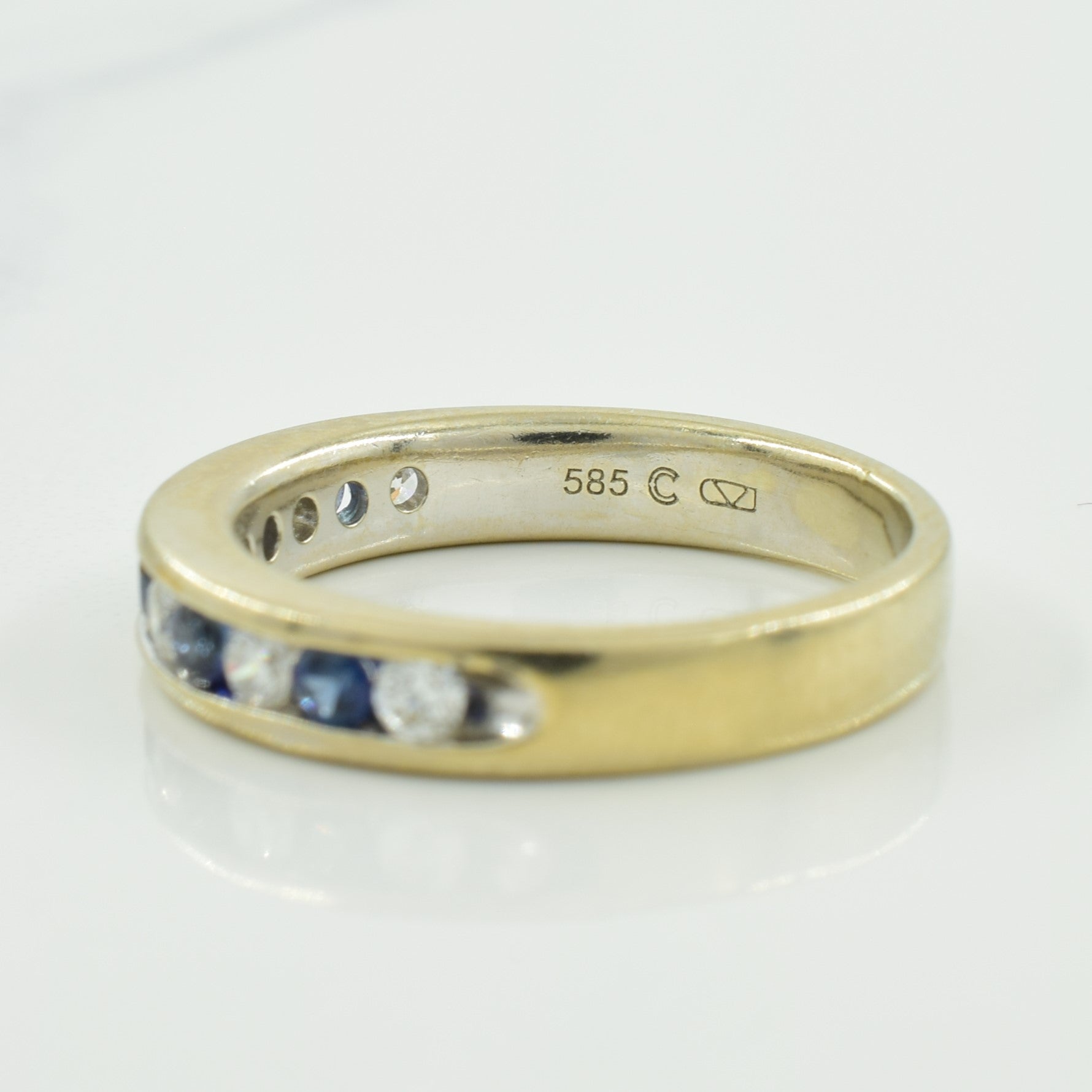 Channel Set Diamond & Blue Sapphire Ring | 0.28ctw, 0.25ctw | SZ 6 |