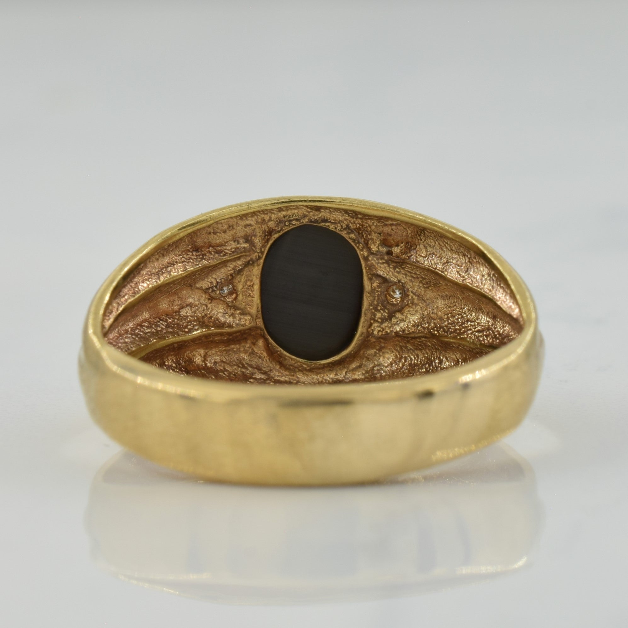 Hawk's Eye (Glass) & Diamond Ring | 1.50ct, 0.01ctw | SZ 8 |