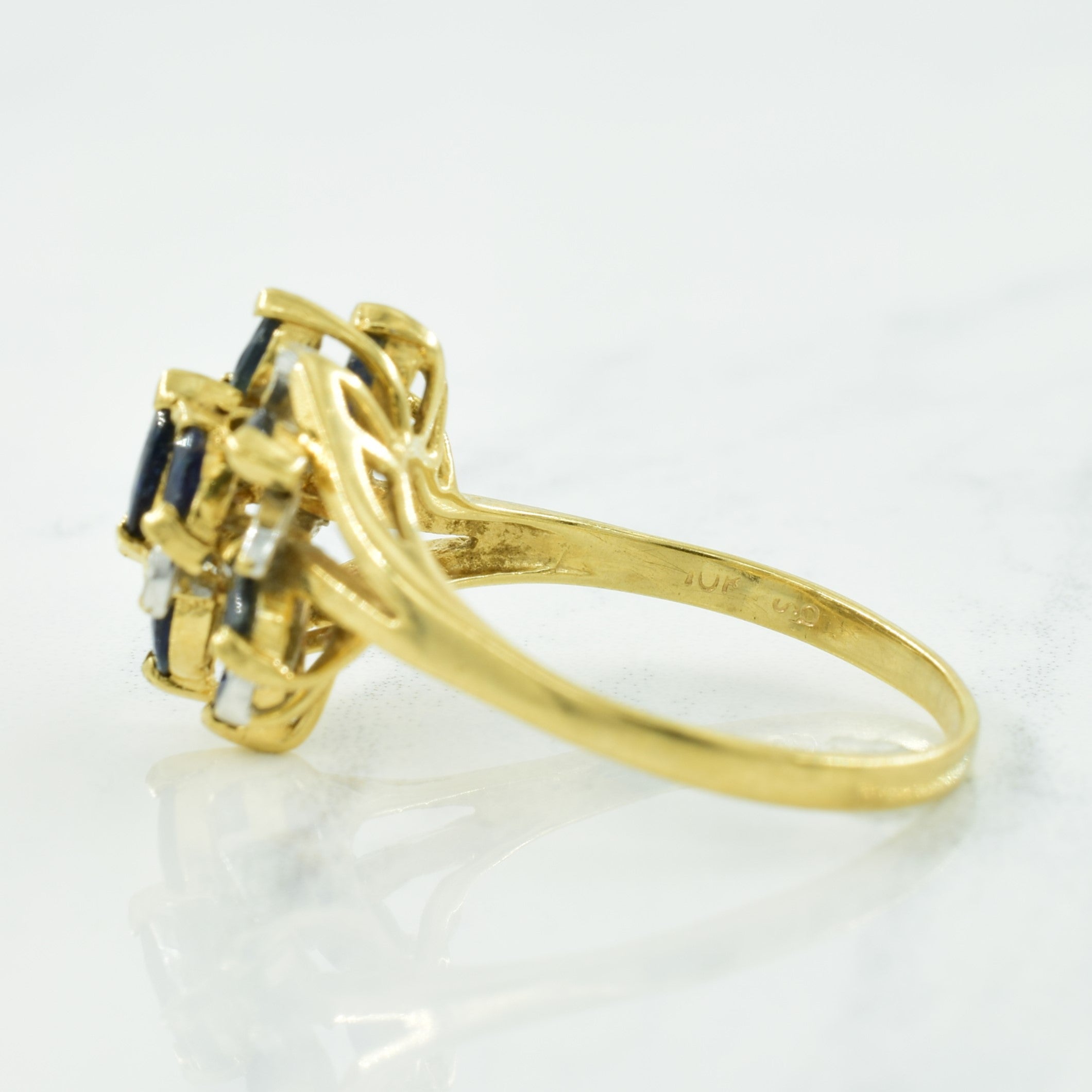 Blue Sapphire & Diamond Bypass Ring | 0.95ctw, 0.04ctw | SZ 8.25 |
