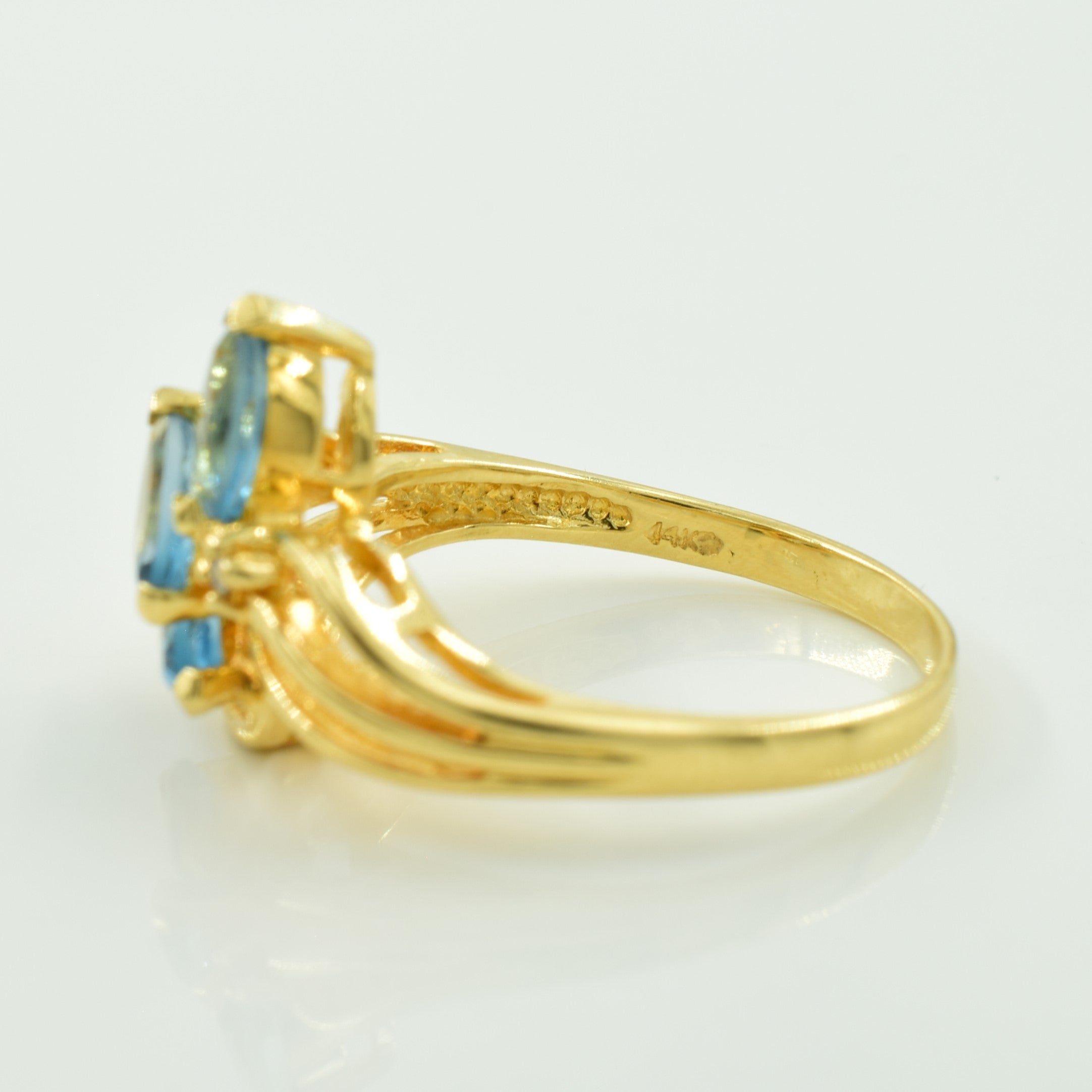 Blue Topaz & Diamond Bypass Ring | 0.75ctw, 0.01ct | SZ 6.5 |