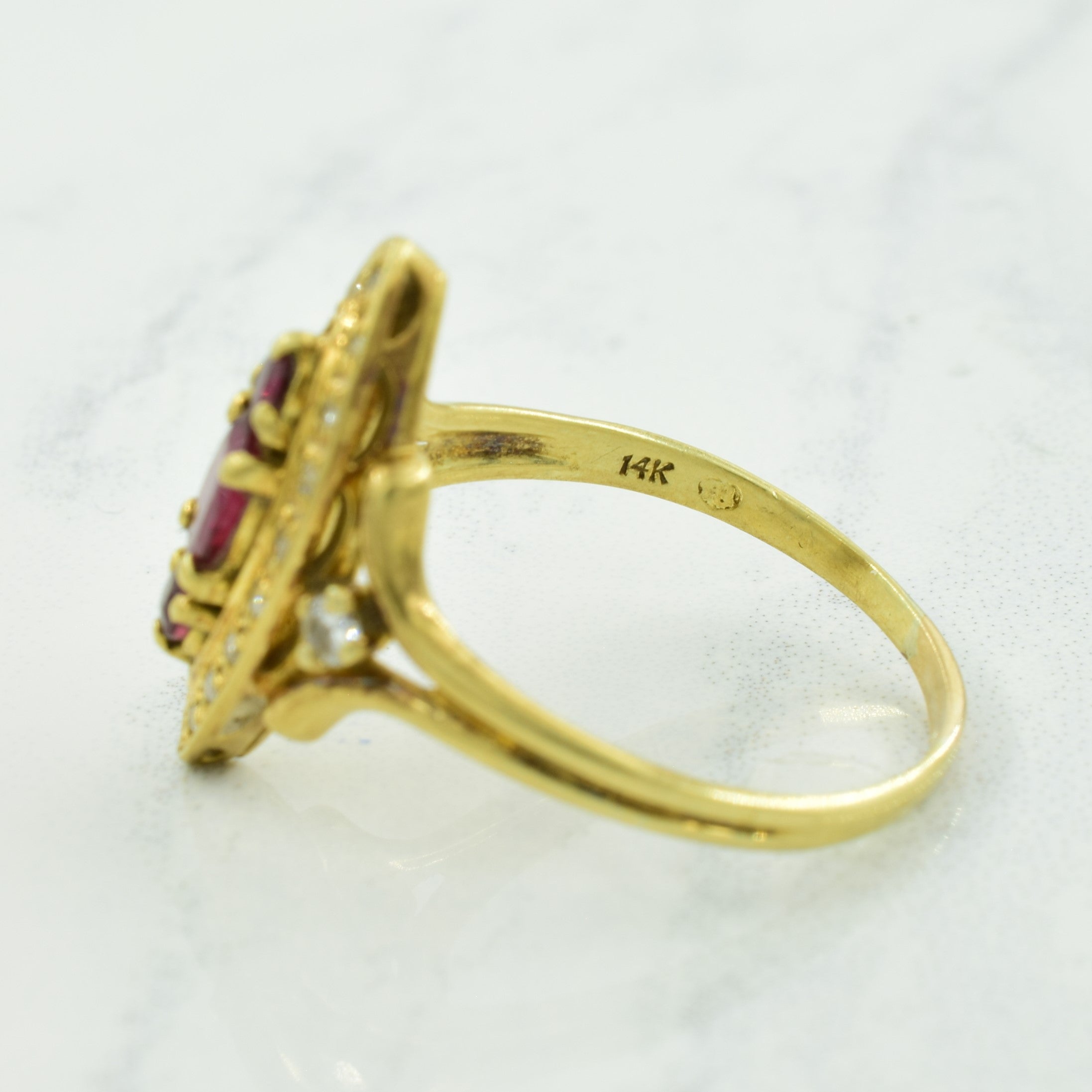 Ruby & Diamond Marquise Cocktail Ring | 0.70ctw, 0.20ctw | SZ 8.25 |