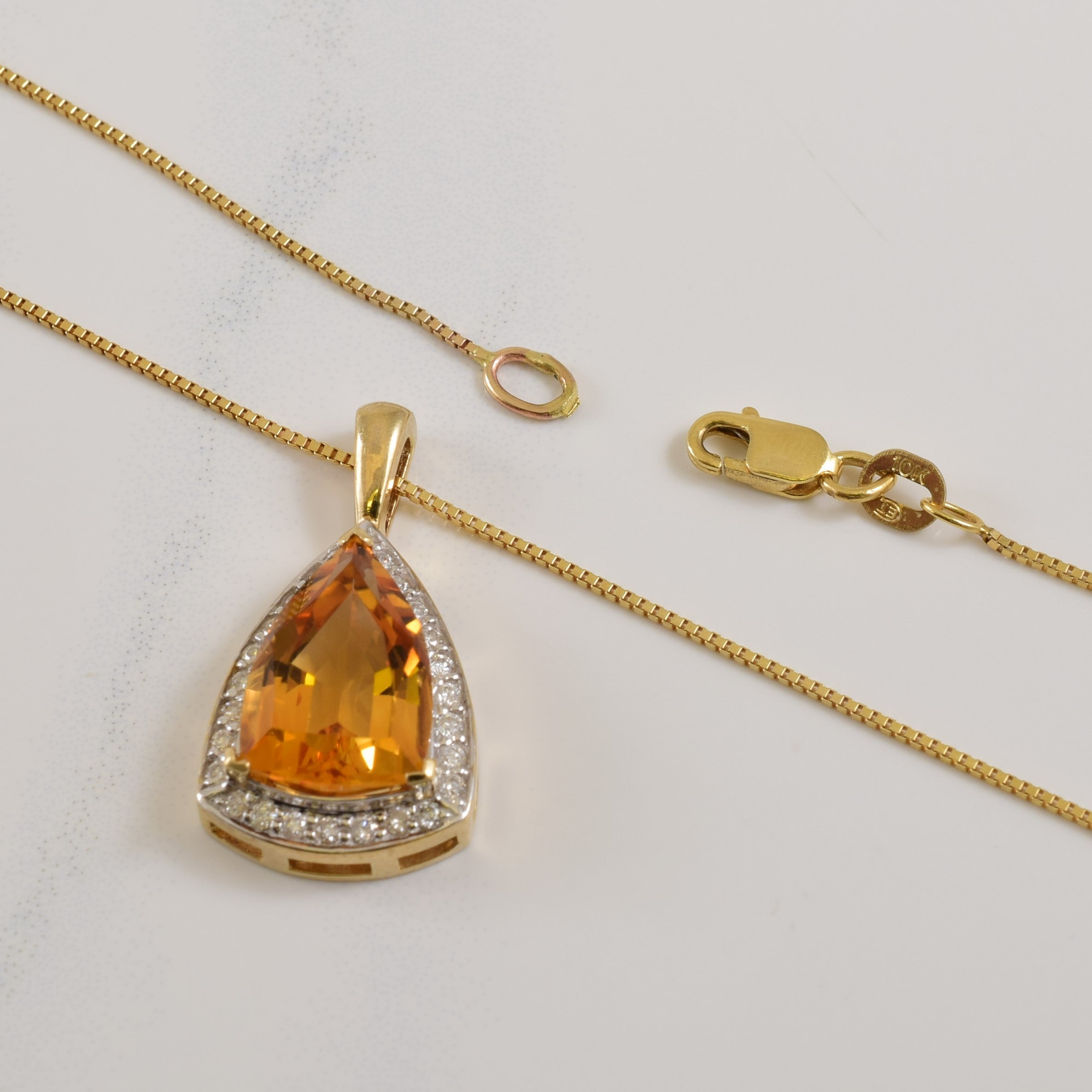 Citrine & Diamond Necklace | 4.00ct, 0.25ctw | 14.5" |
