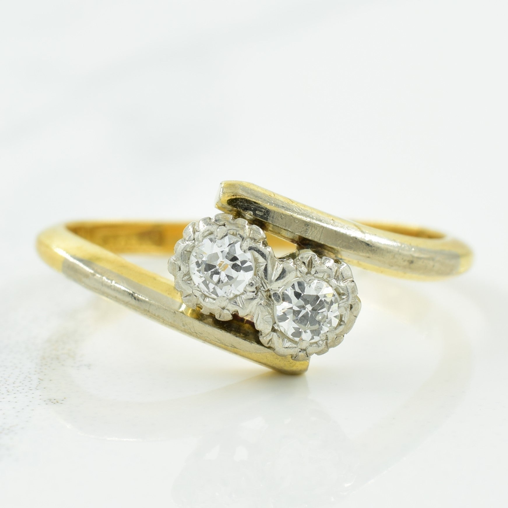 Two Stone Diamond Bypass Ring | 0.15ctw | SZ 5.25 |