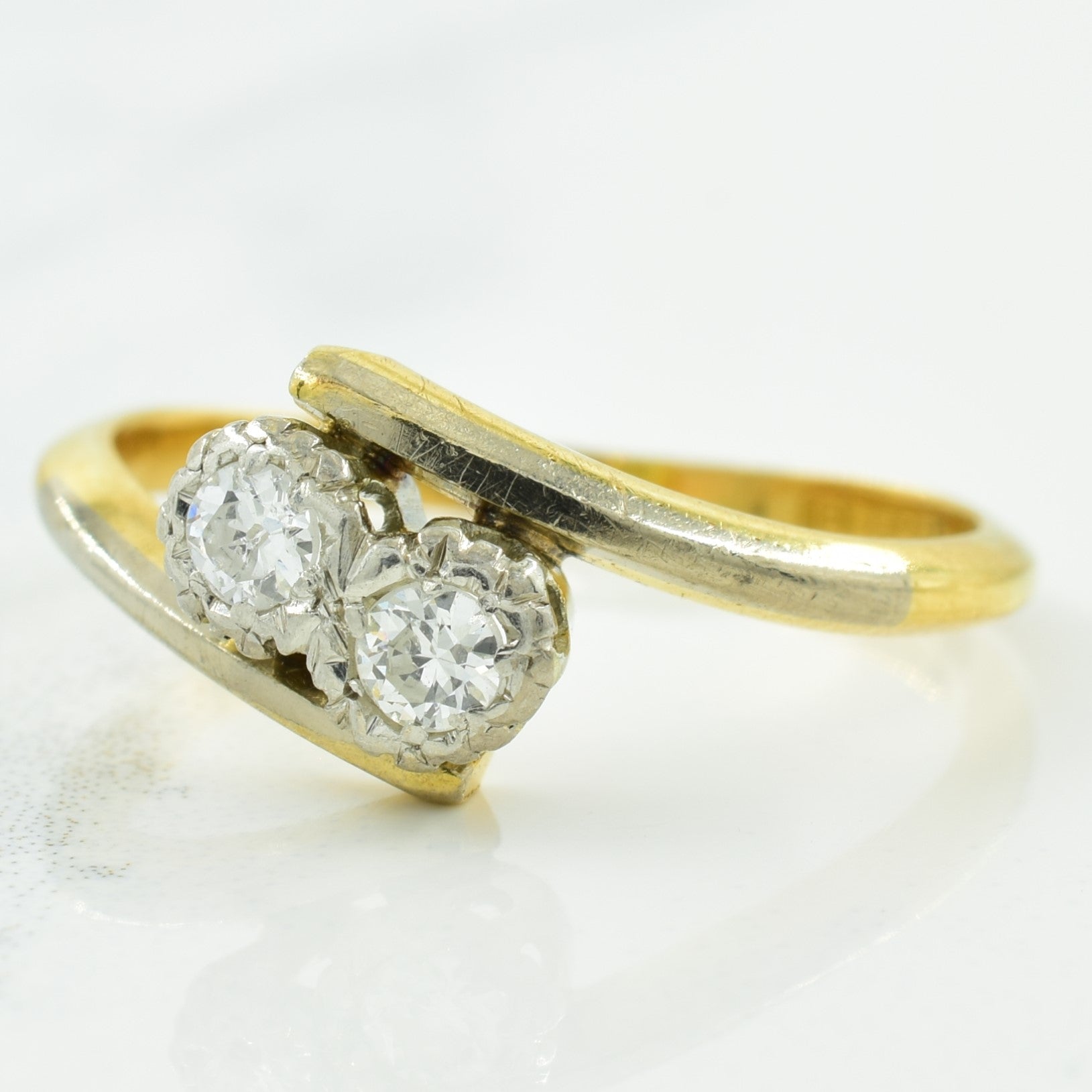 Two Stone Diamond Bypass Ring | 0.15ctw | SZ 5.25 |
