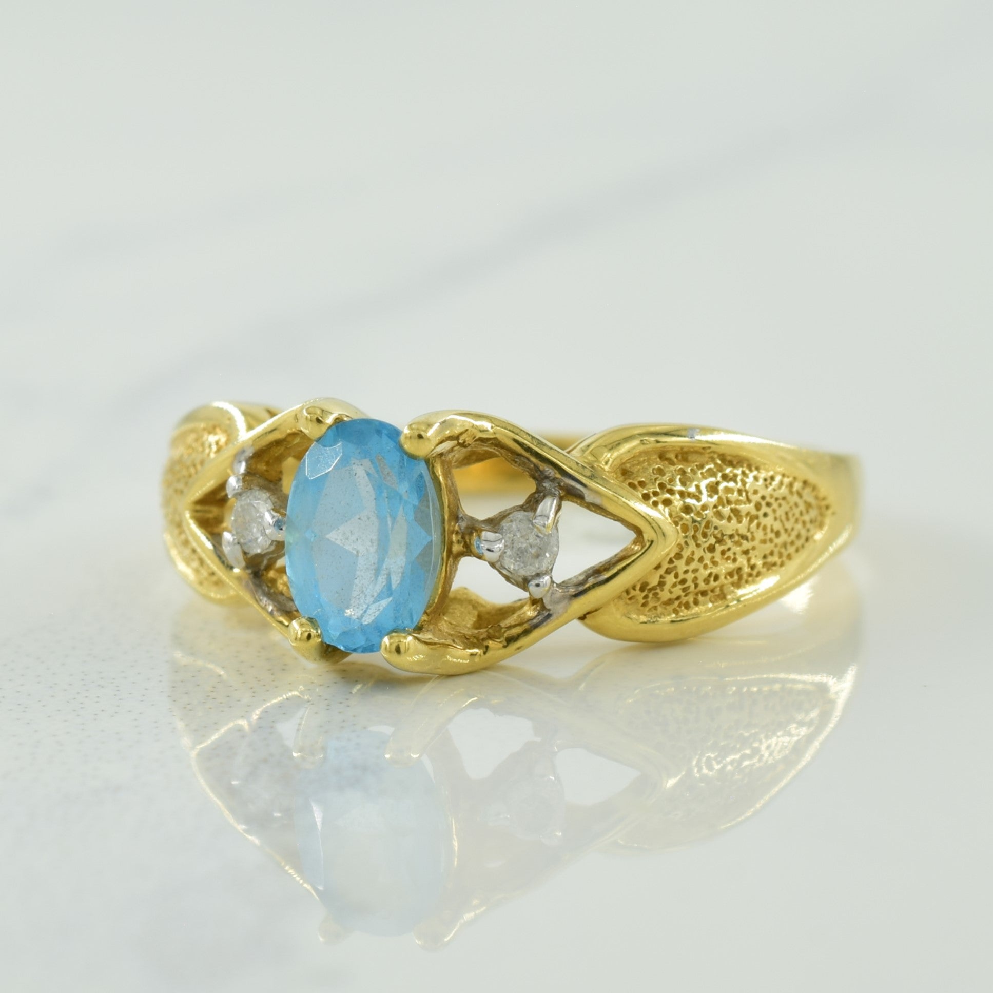 Blue Topaz & Diamond Ring | 0.43ct, 0.04ctw | SZ 6 |