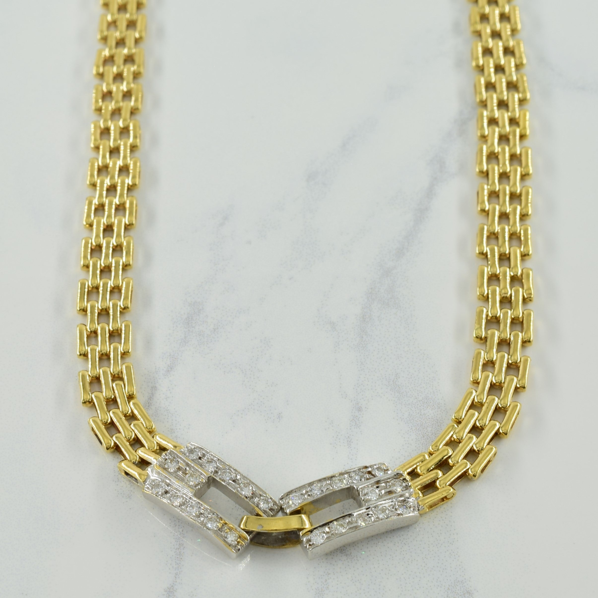 Diamond Panther Chain Link Necklace | 0.50ctw | 15.5" |