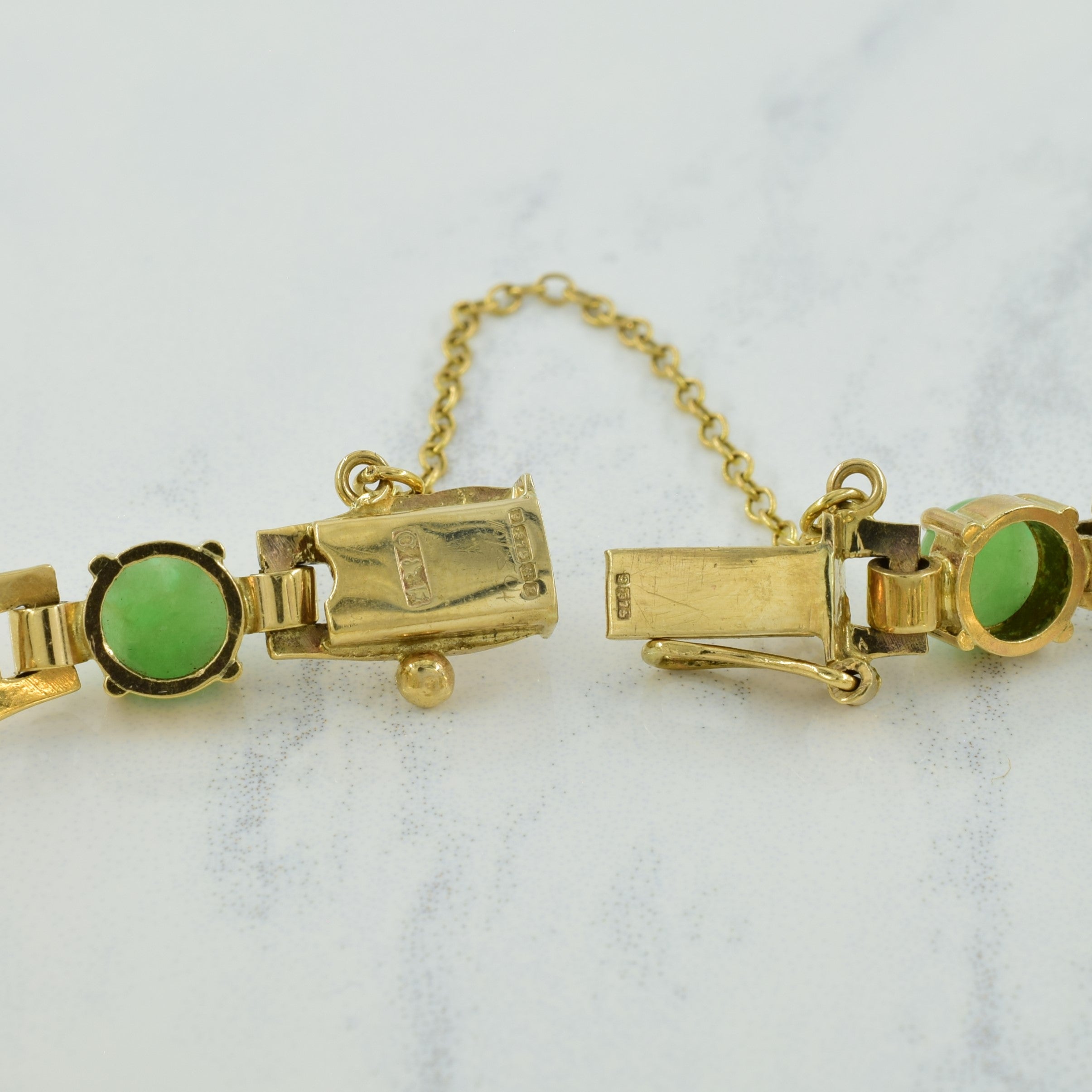 1966 Birmingham Gold Jadeite Bracelet | 8.40ctw | 7.5" |
