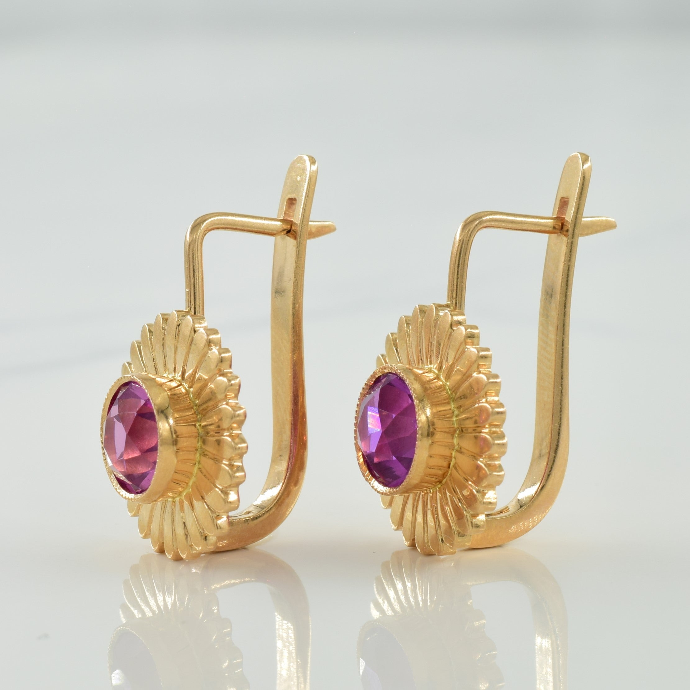 Synthetic Purple Sapphire Earrings | 3.00ctw |