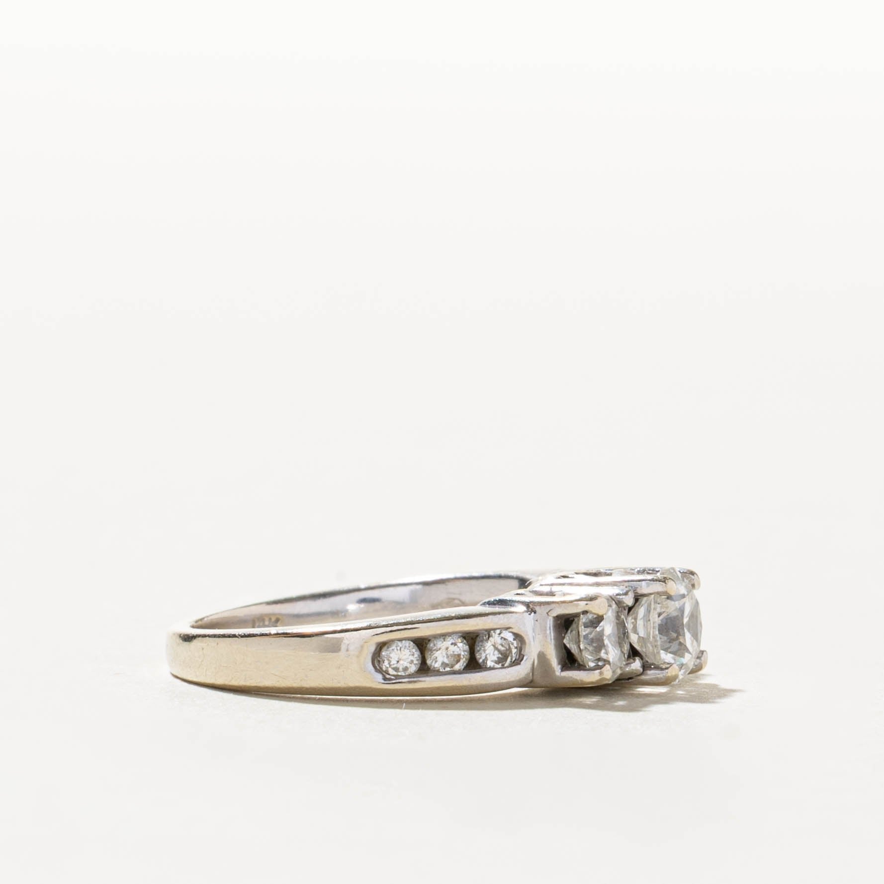 14k Basket Set Three Stone Diamond Ring | 1.07ctw | SZ 5.5