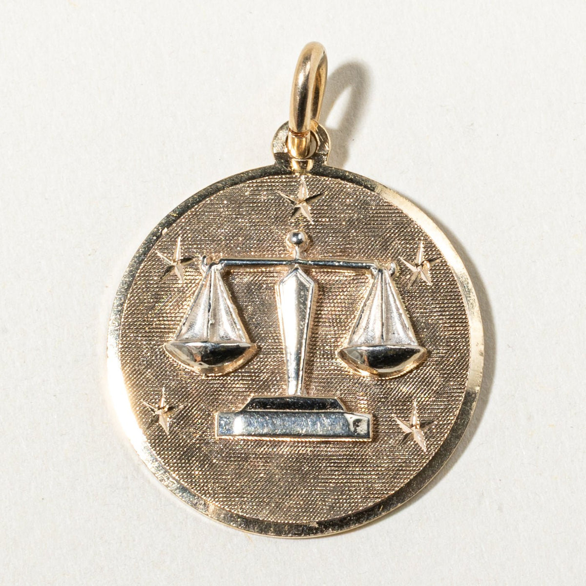 14k Yellow & White Gold Libra Zodiac Circle Pendant