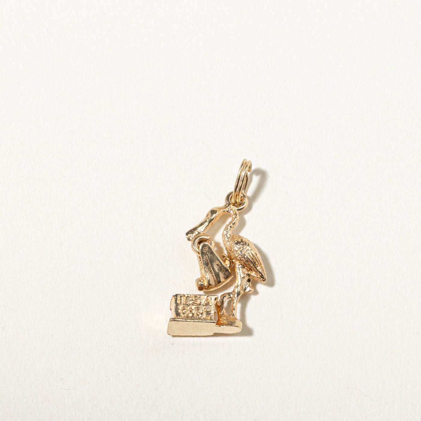 14k Yellow Gold Stork Charm