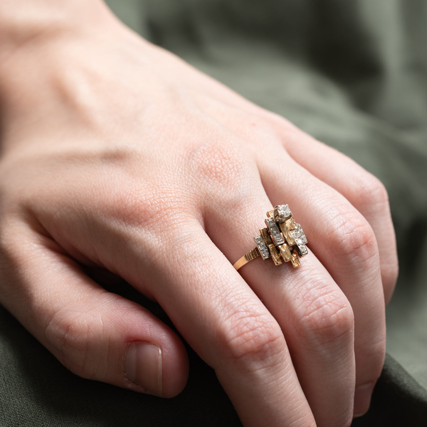 Diamond Columns Abstract Ring | 0.34ctw | SZ 7.5