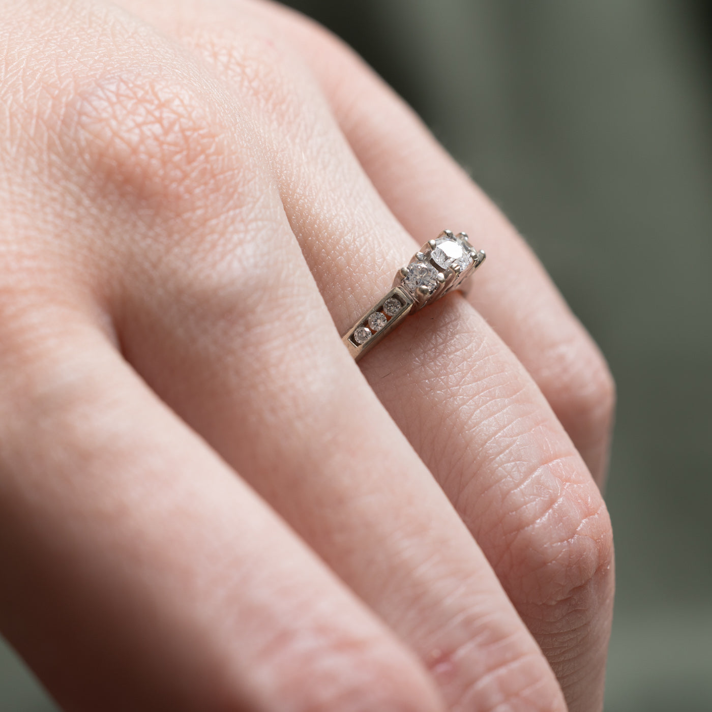 Three Stone Diamond Accented Ring | 0.32ctw | SZ 4.25