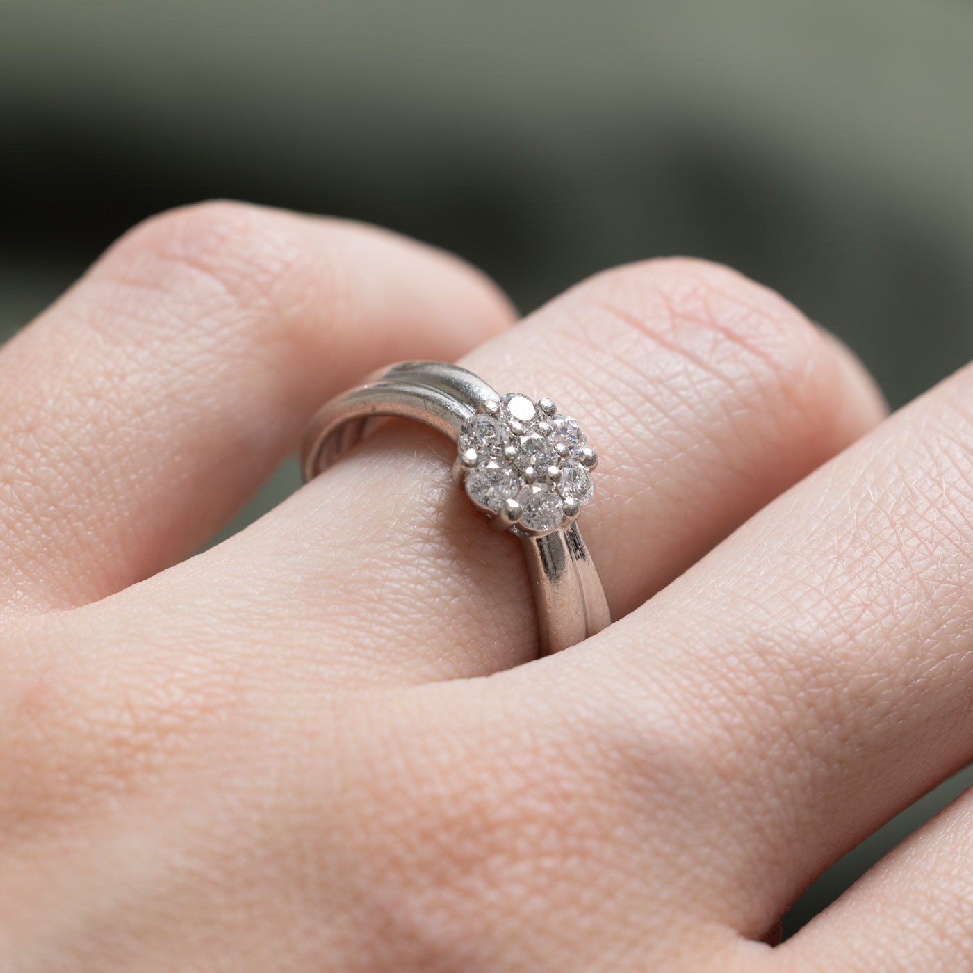 Diamond Cluster Grooved Ring | 0.50ctw | SZ 5.5