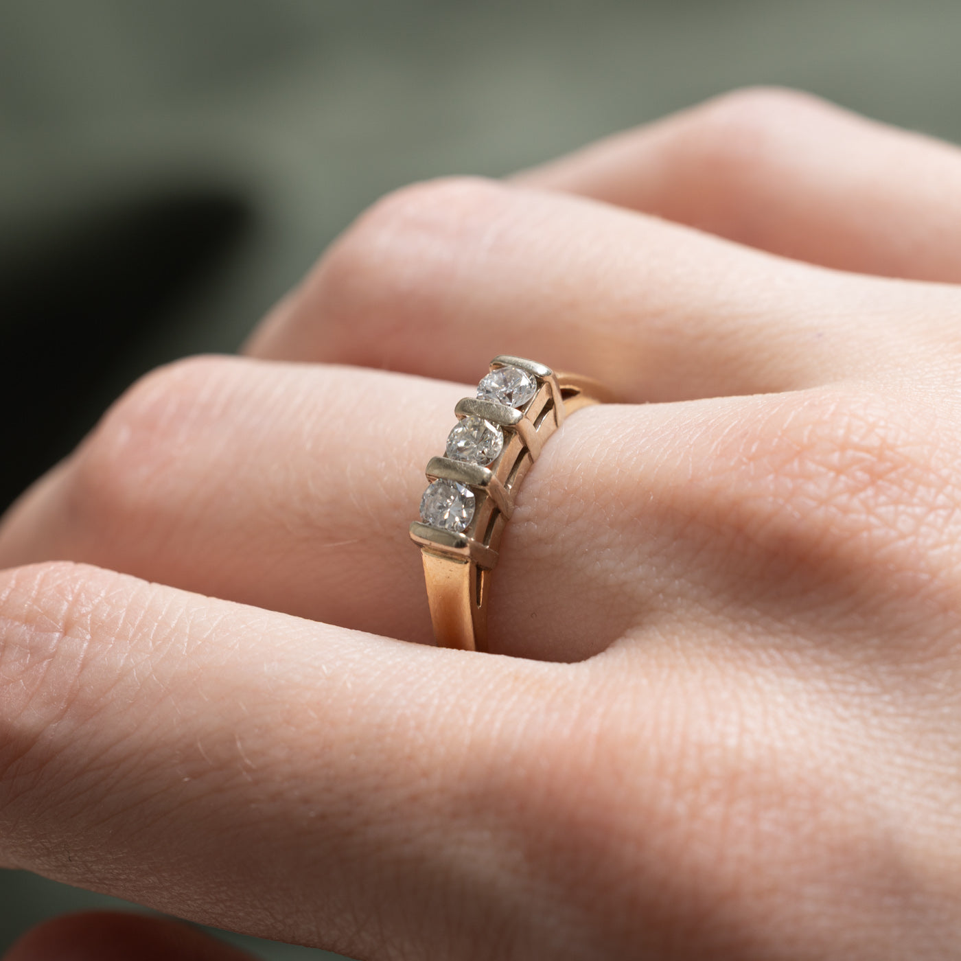 Three Stone Tension Set Diamond Ring | 0.50ctw | SZ 8.75