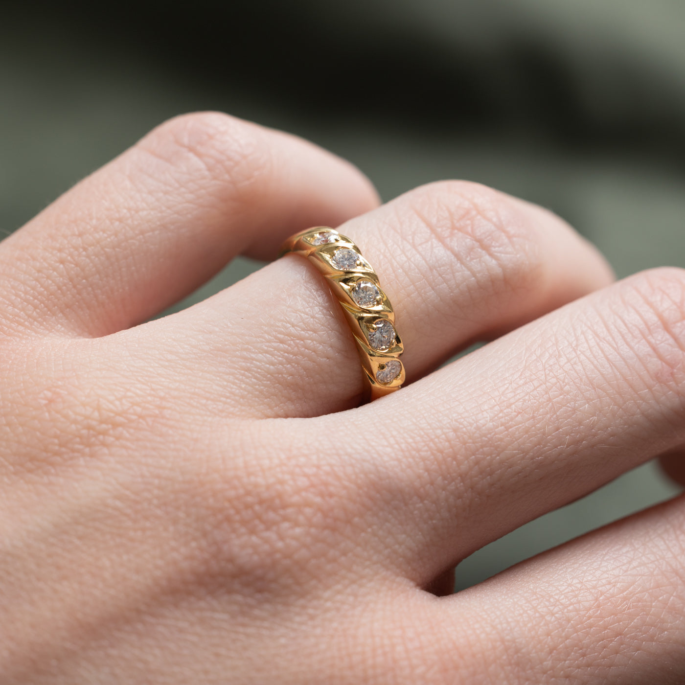Five Stone Diamond Grooved Band | 0.40ctw | SZ 4.5