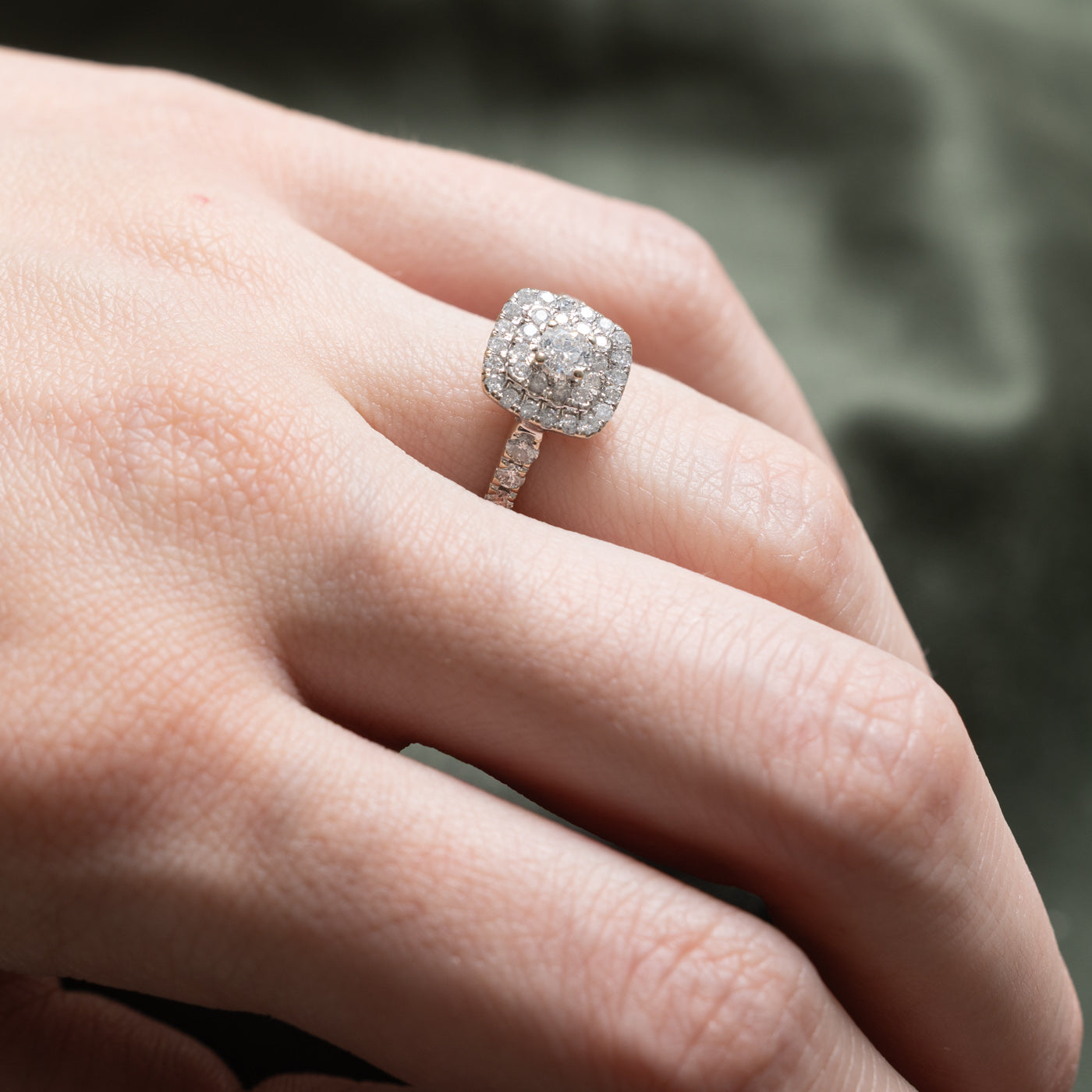 Double Halo Diamond Engagement Ring | 0.48ctw | SZ 5.25