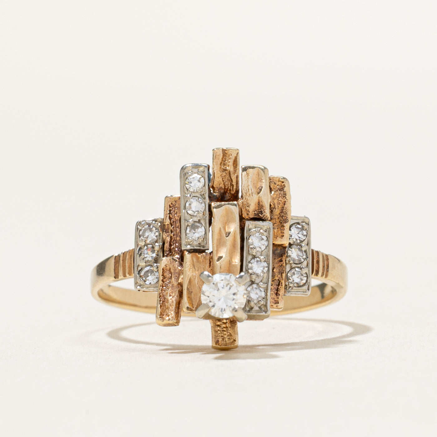 Diamond Columns Abstract Ring | 0.34ctw | SZ 7.5