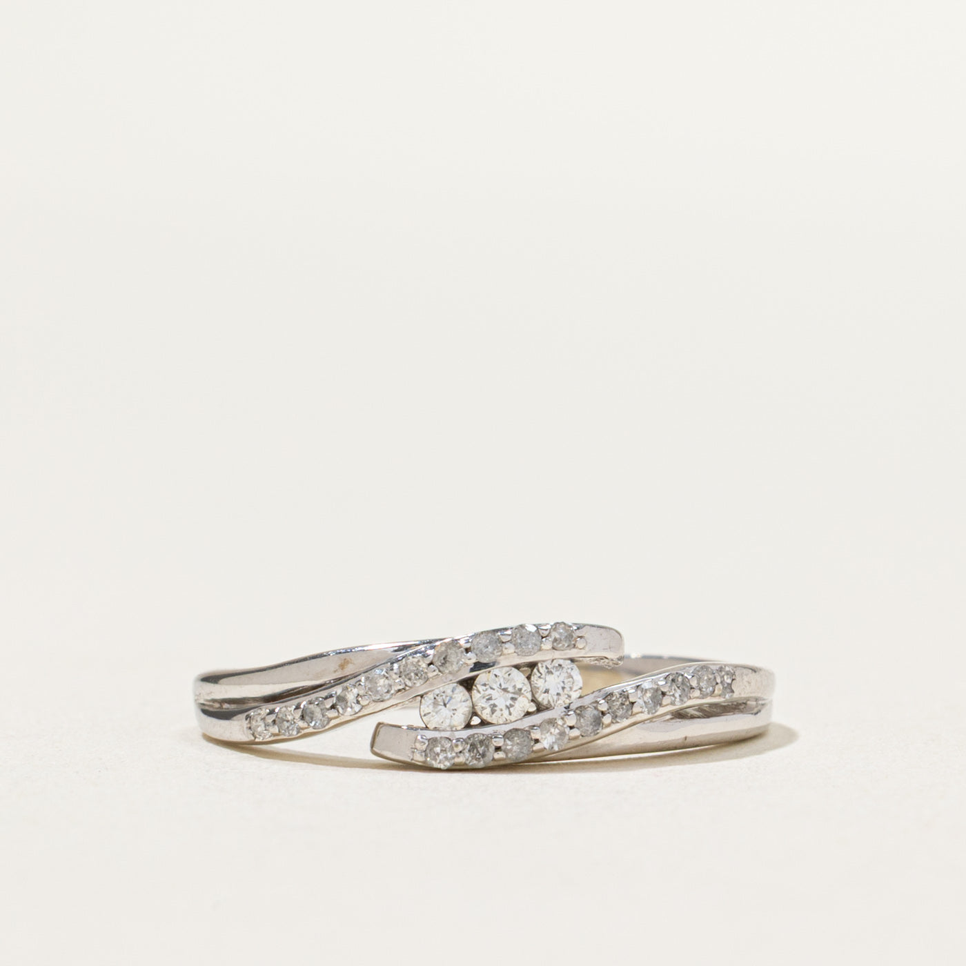 Tension Set Diamond Bypass Ring | 0.16ctw | SZ 6.5