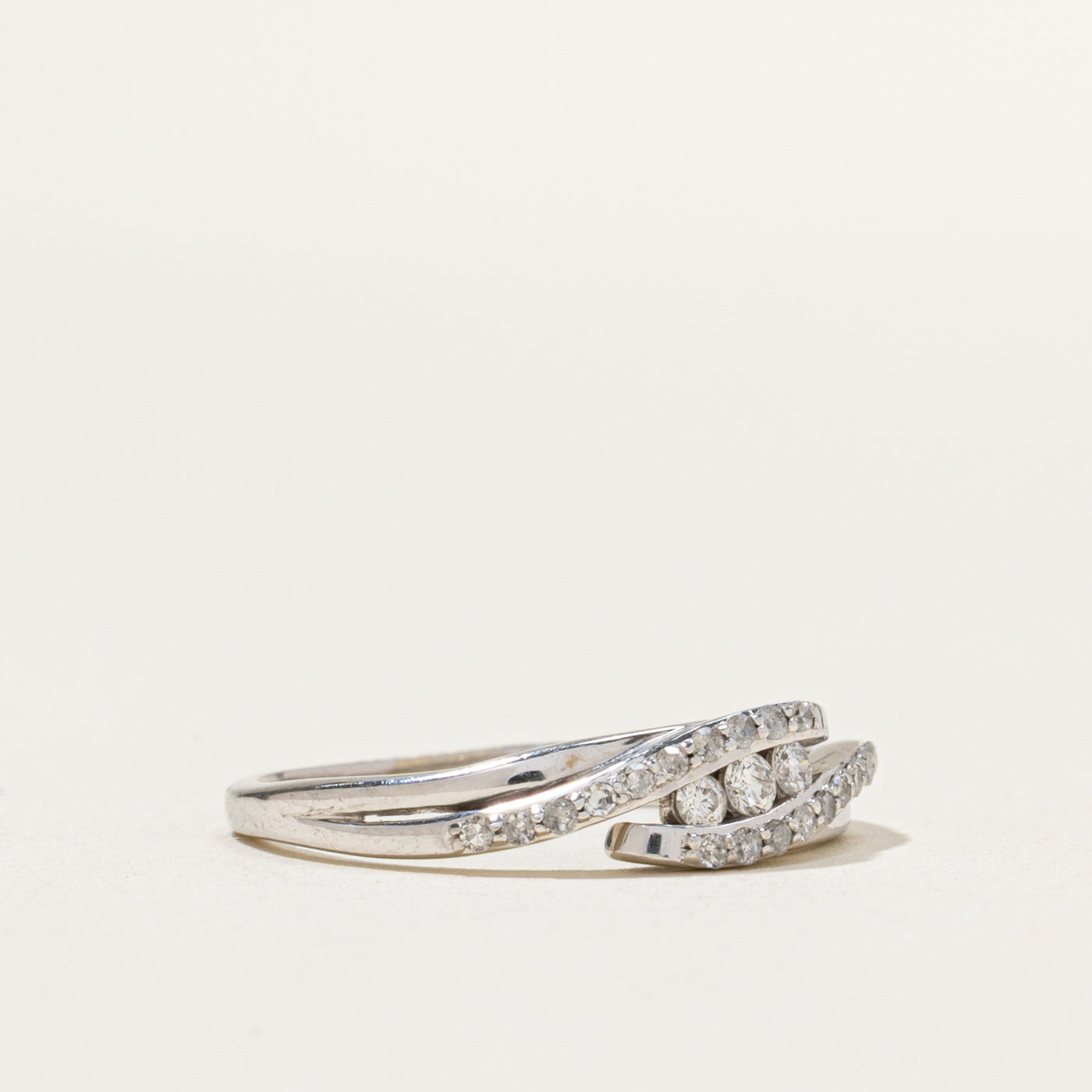 Tension Set Diamond Bypass Ring | 0.16ctw | SZ 6.5