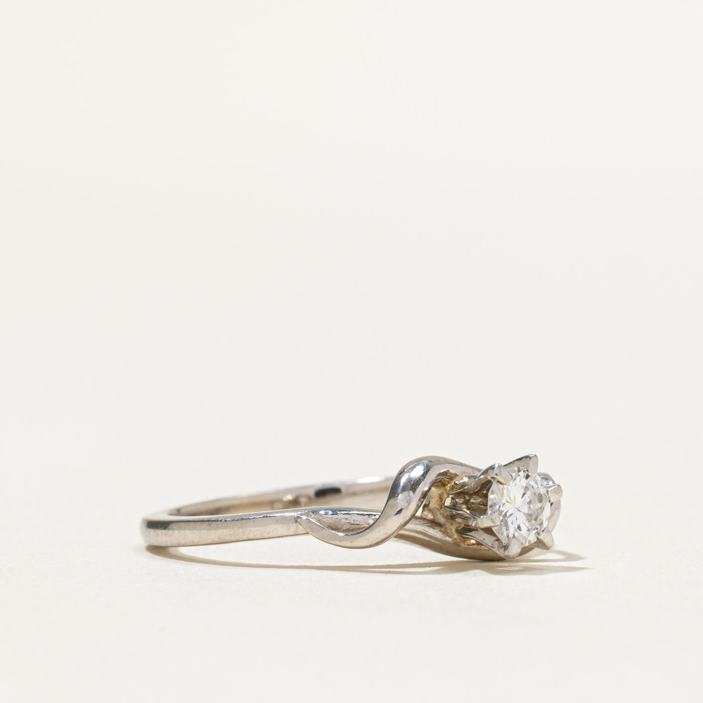 Solitaire Diamond Wave Ring | 0.23ct | SZ 6.75