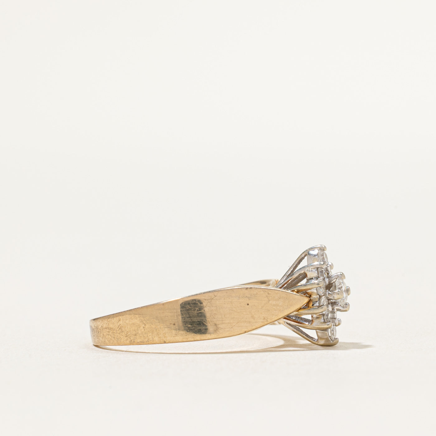 Diamond Cluster Reverse Tapered Ring | 0.33ctw | SZ 7.5
