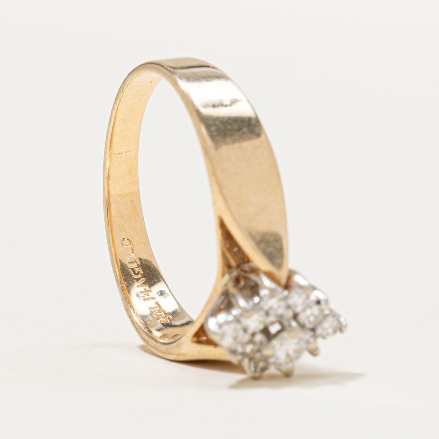 Diamond Cluster Reverse Tapered Ring | 0.33ctw | SZ 7.5