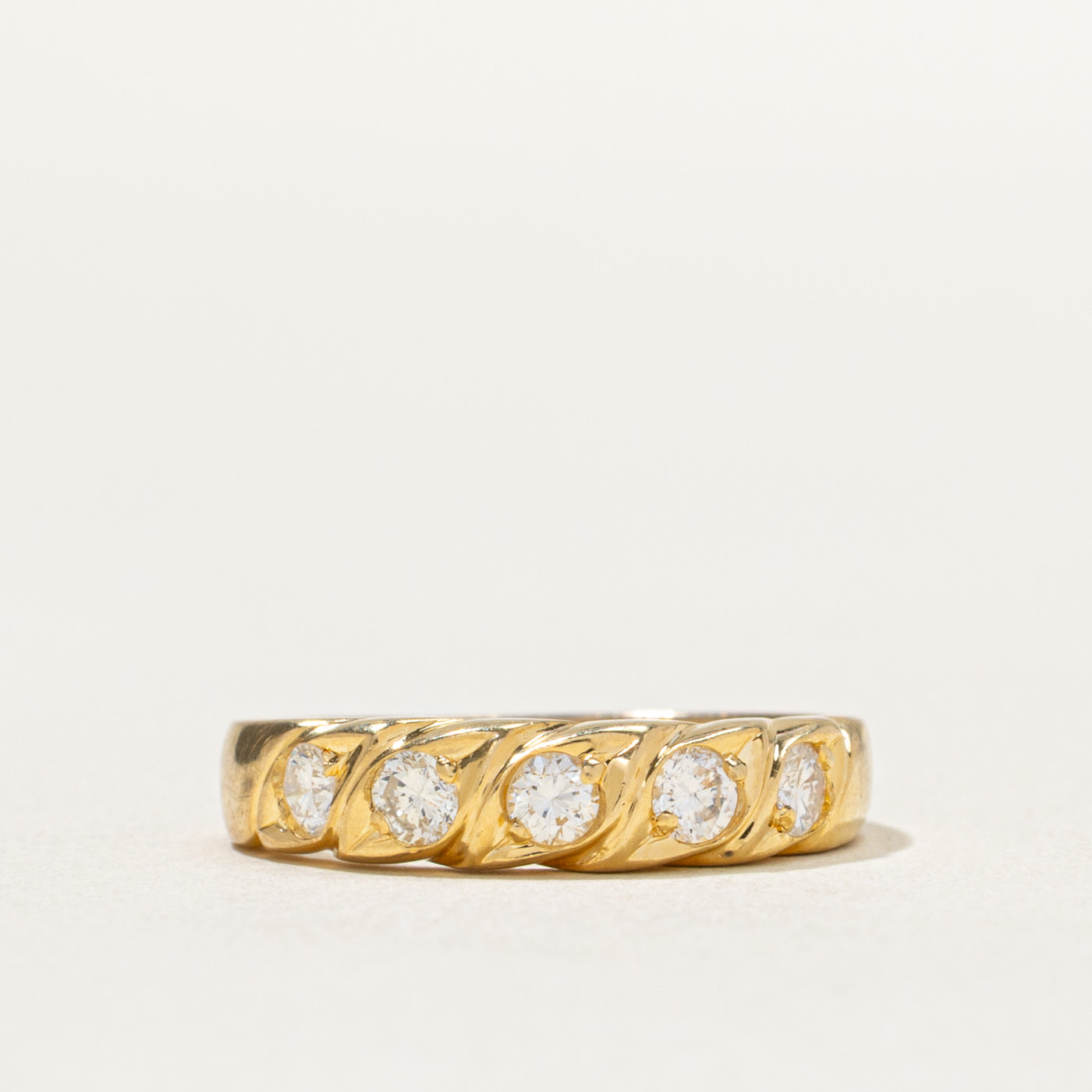 Five Stone Diamond Grooved Band | 0.40ctw | SZ 4.5