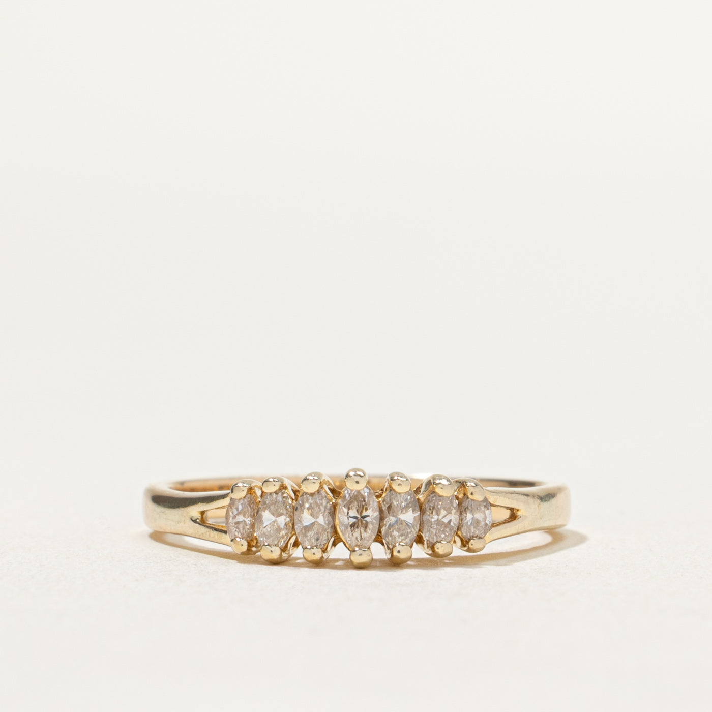 Bague en diamants marquise à sept pierres | 0,25 ct au total | Taille 7,5