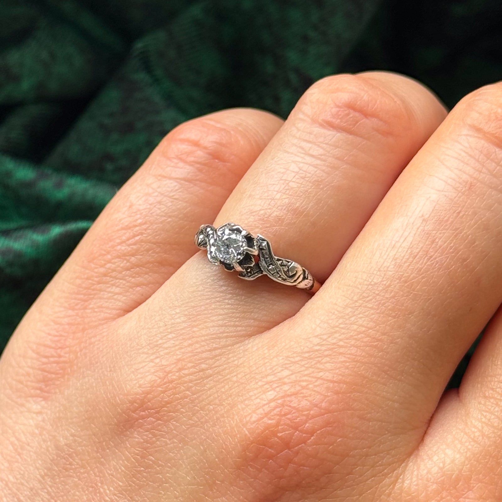 Bague de fiançailles en or 18 carats avec diamant taille ancienne européenne | 0,22 ct VS1/VS2 G/H | Taille 5,25 |