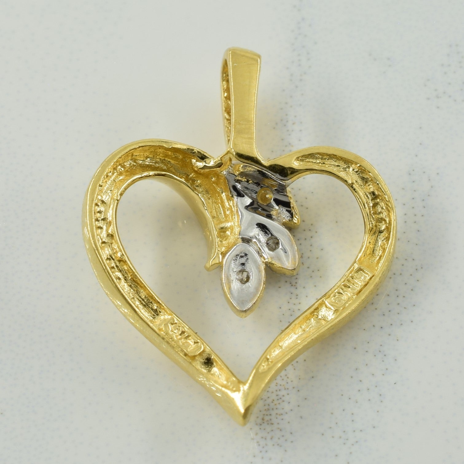 Two Tone Gold Diamond Heart Pendant | 0.03ctw |