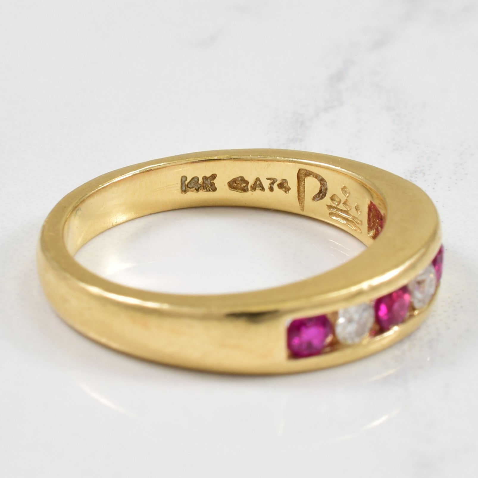 Channel Set Ruby & Diamond Ring | 0.36ctw, 0.18ctw | SZ 7 |