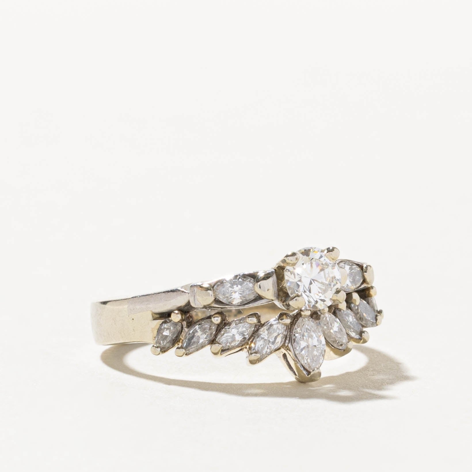 14k Marquise Cut Diamond Spray Guard Ring | 1.65ctw | SZ 8.5