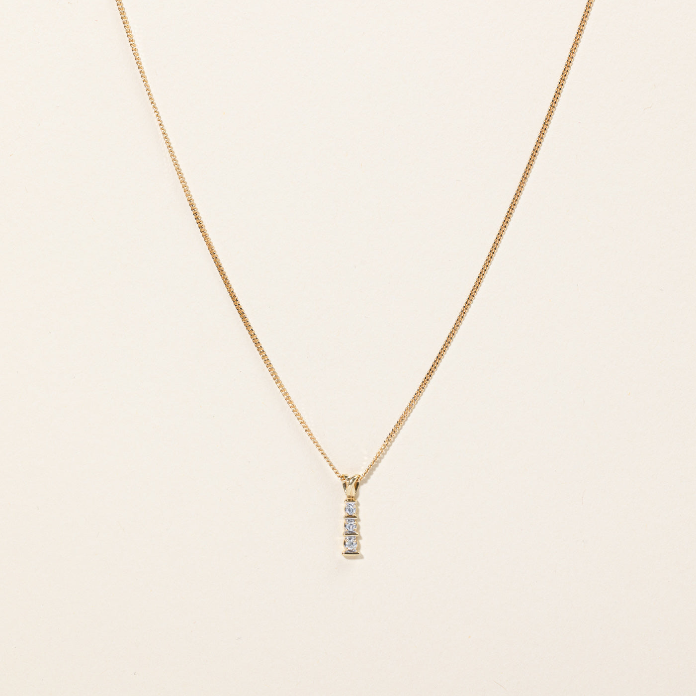 Diamond Column Pendant & Necklace | 0.09ctw | 16" |