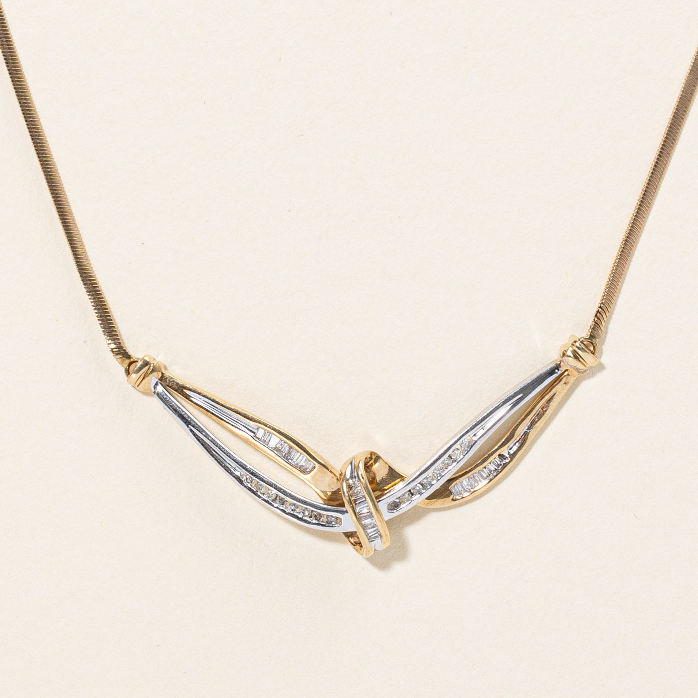 Channel Set Diamond Two Tone Pendant Necklace | 0.32ctw | 18" |