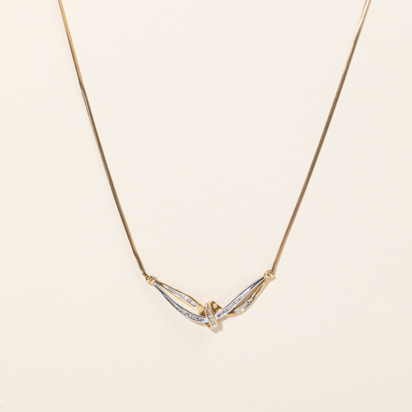 Channel Set Diamond Two Tone Pendant Necklace | 0.32ctw | 18" |