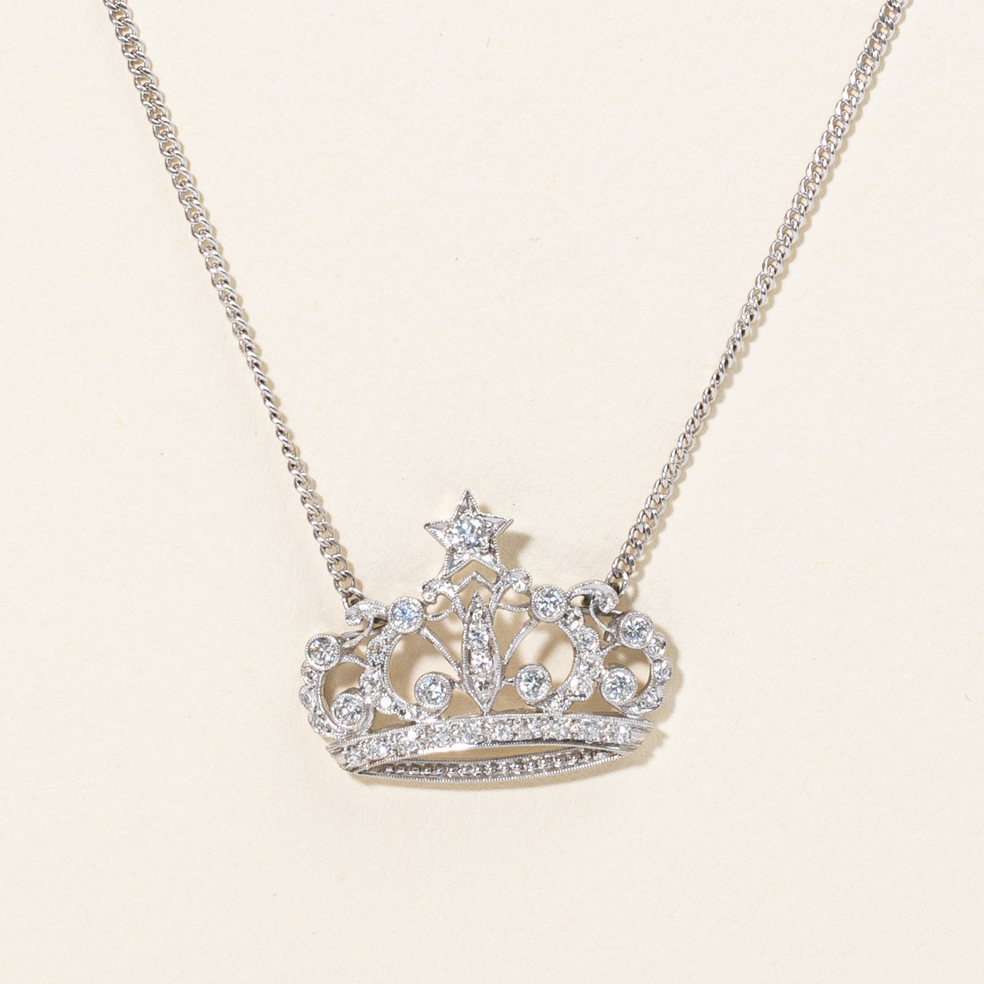 Diamond Crown Pendant Necklace | 0.49ctw | 18" |