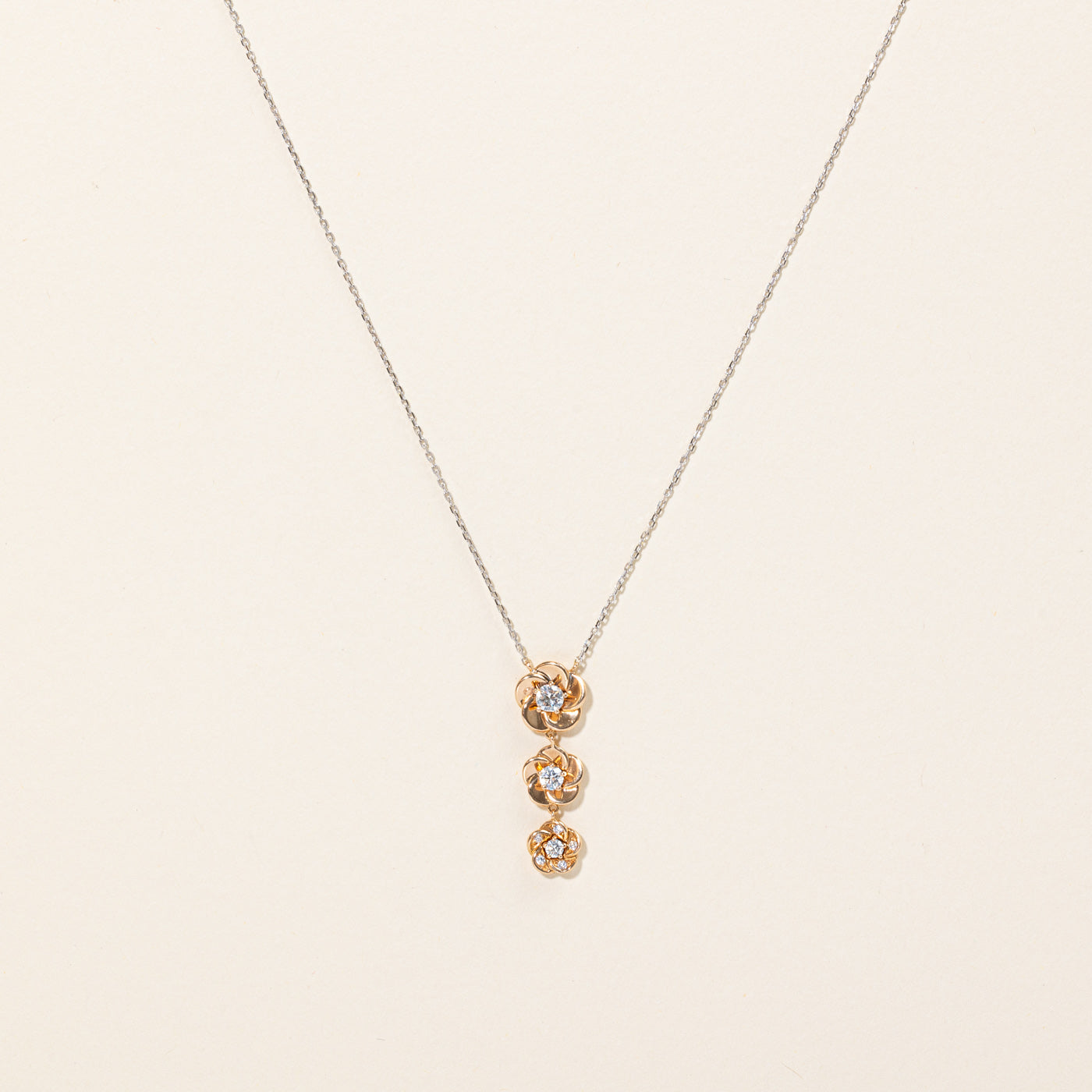 Diamond Flower Drop Pendant Necklace | 0.45ctw | 17" |