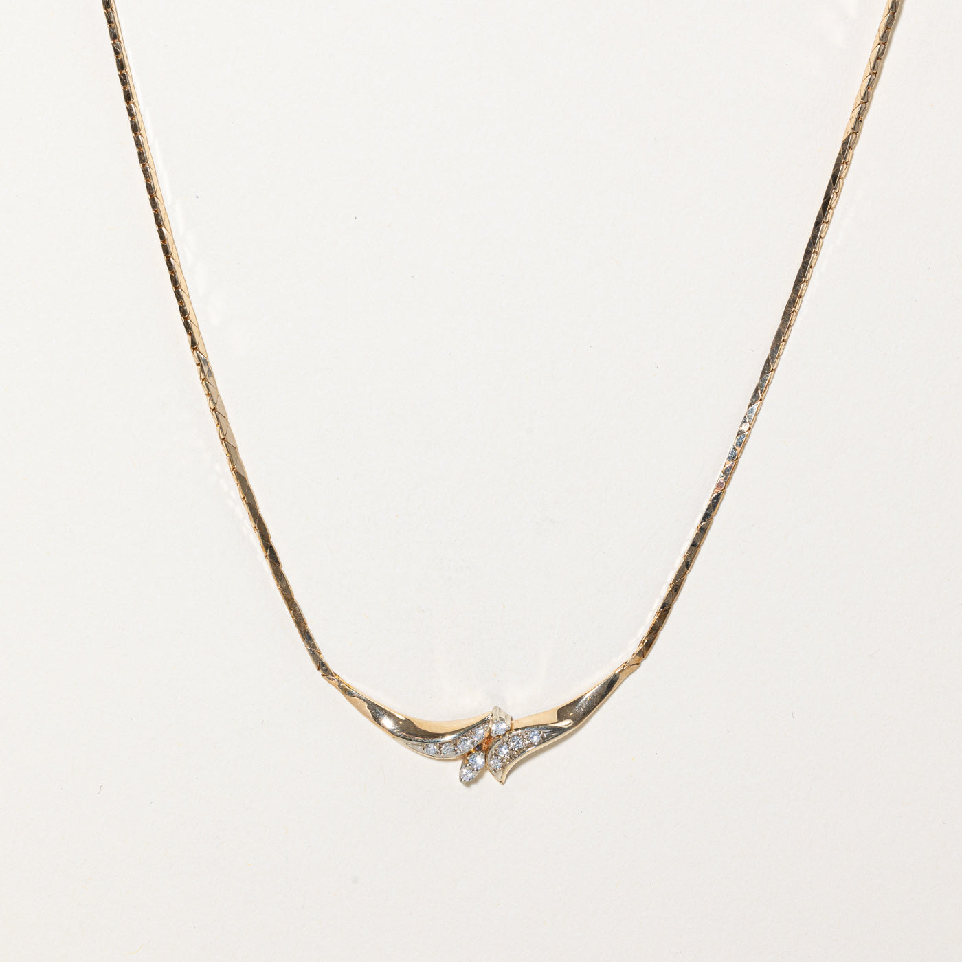 Diamond Bypass Scoop Necklace | 0.28ctw | 17" |