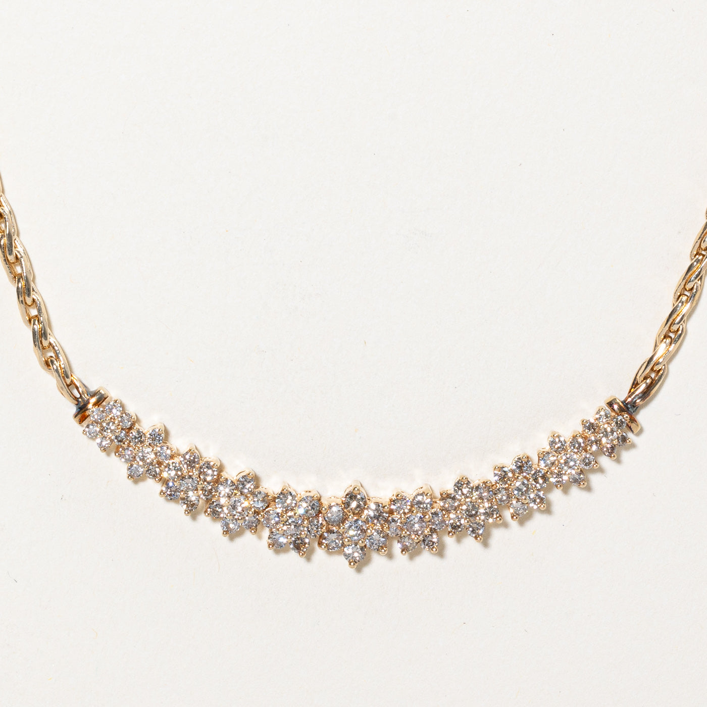 Light Brown Diamond Cluster Scoop Necklace | 2.25ctw | 18" |