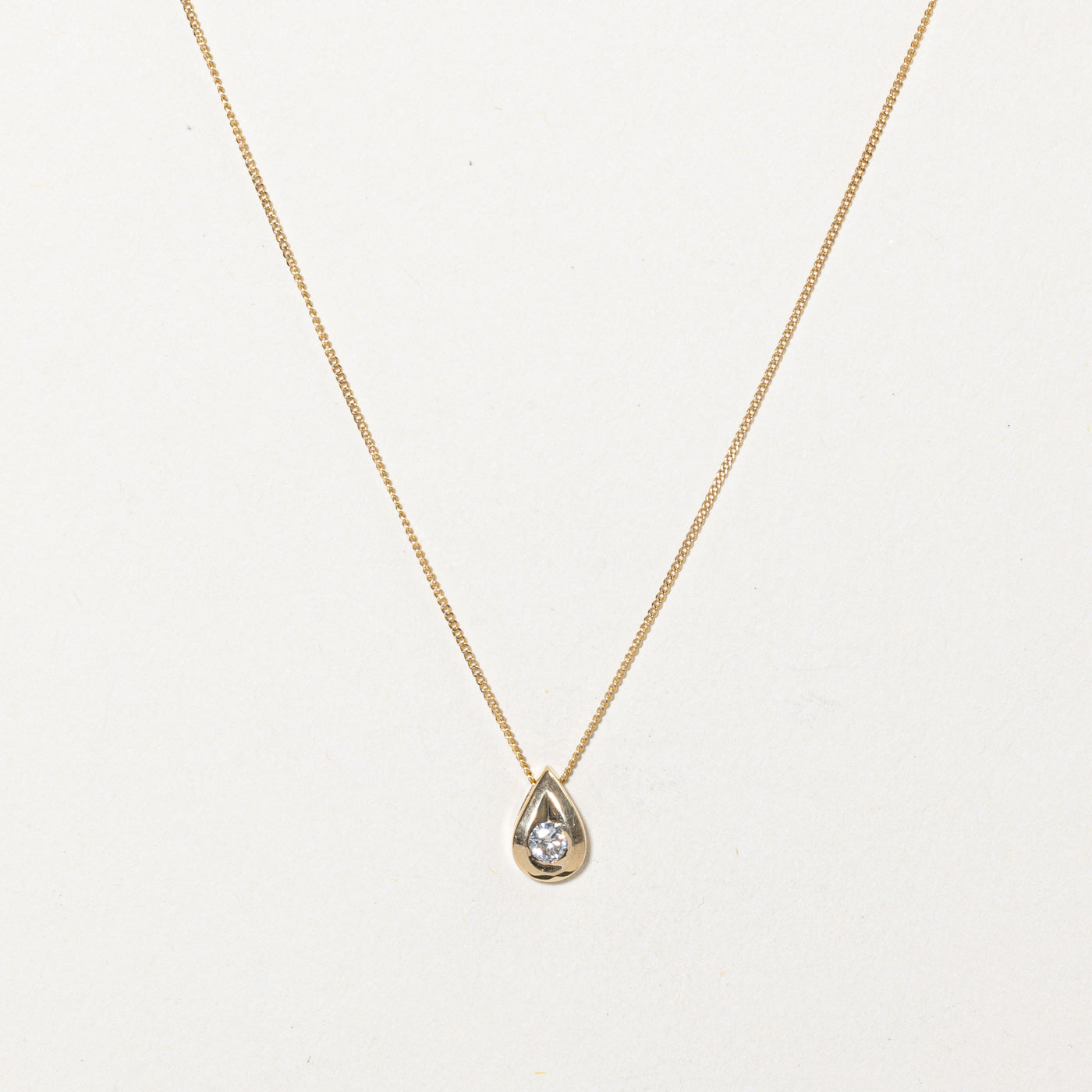 Diamond Pear Shaped Pendant Necklace | 0.10ct | 18" |