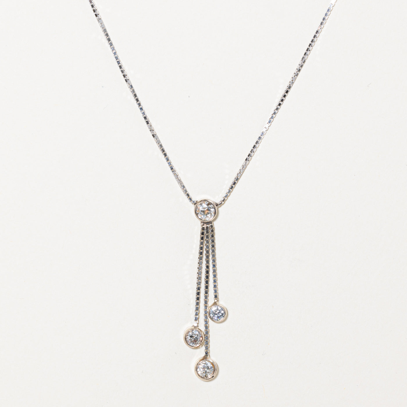 Bezel Set Diamond Drop Pendant Necklace | 1.08ctw | 16" |