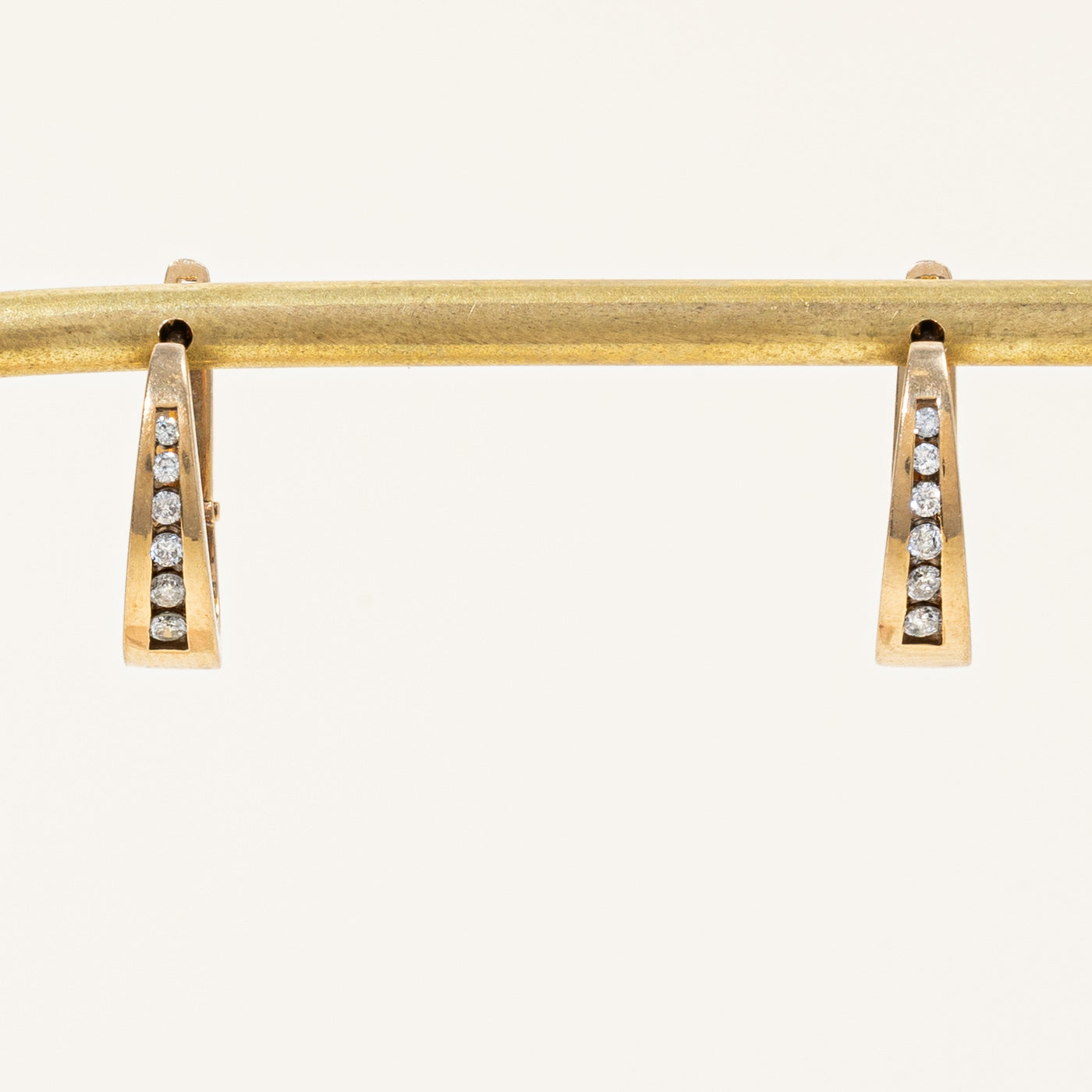 Channel Set Diamond Oval Huggie Earrings | 0.23ctw |