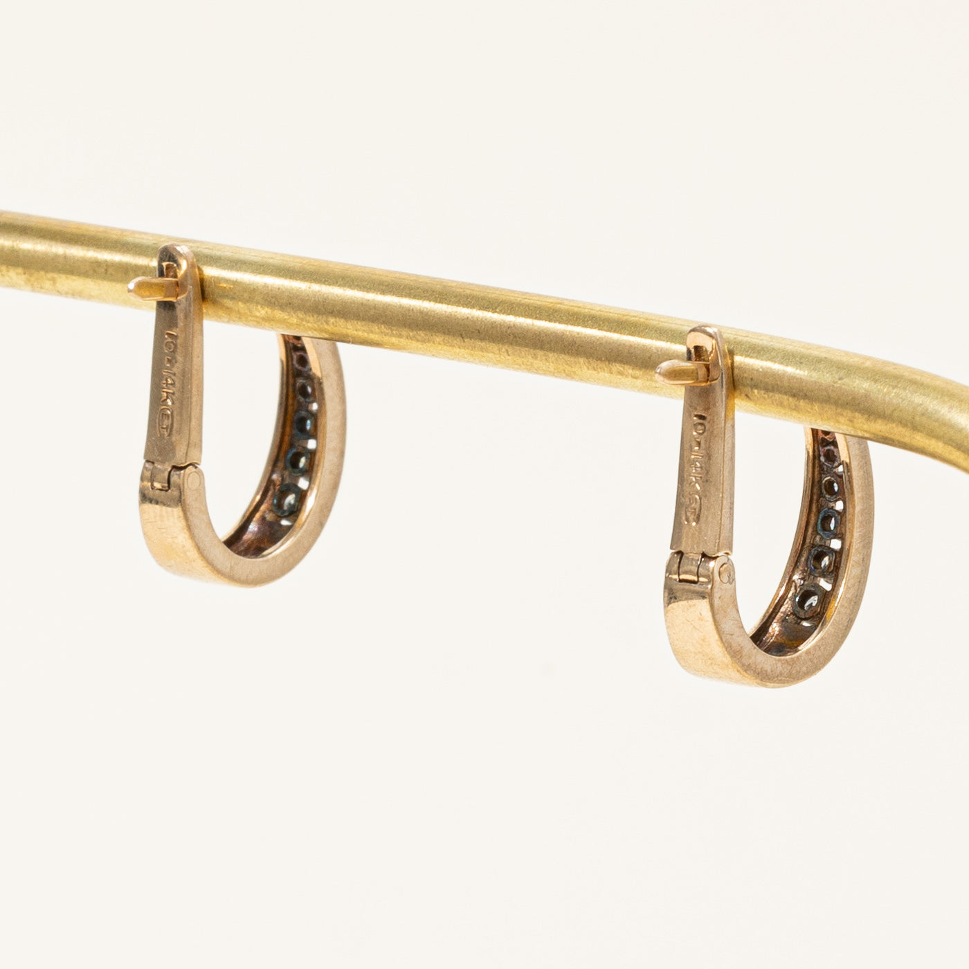 Channel Set Diamond Oval Huggie Earrings | 0.23ctw |