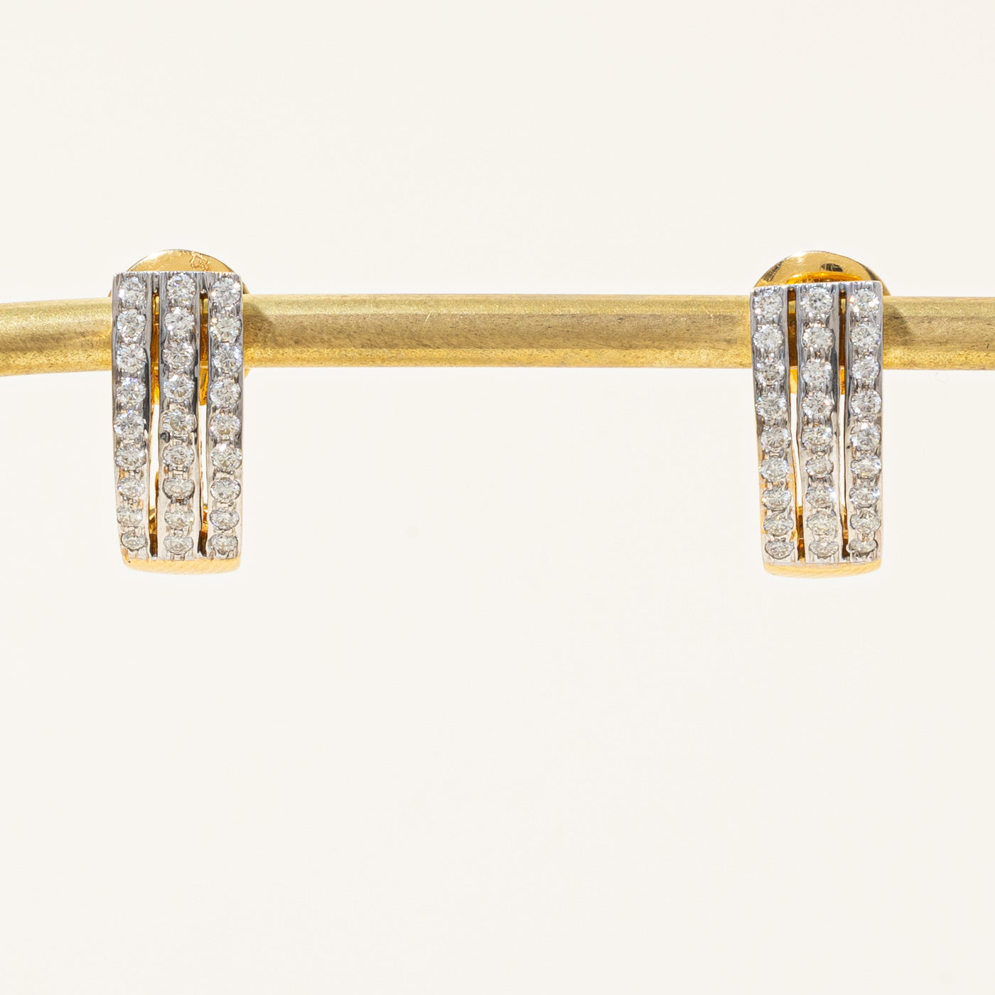 Triple Row Diamond Half Huggie Earrings | 0.78ctw |